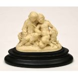 Skulptur, "Geschwisterpaar mit Schaf", Alabaster, 19./20. Jh., Höhe 14,5 cm, Breite 19 cm,