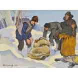 Sychkov, Fedor Vasilievich (1870 - 1958 Russland), "Rettung aus dem Schnee", Gouache, 18,0 x 24,5