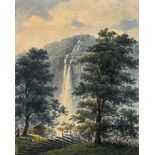 Majer, Fr. (Schweiz um 1830), "Alteiner Wasserfälle", Aquarell, 17,4 x 13,7 cm, links unten