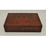 Backgammon - Spielschatulle, Mitte 19. Jh., Olivenholz, teilweise ebonisiert, aufklappbar,
