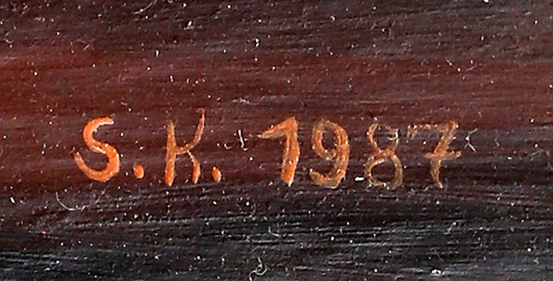 Monogrammist, Blumenstillleben Barockstil re. u. monogramm. "S.K." und dat. 1987, Öl/Maltafel, - Bild 2 aus 2
