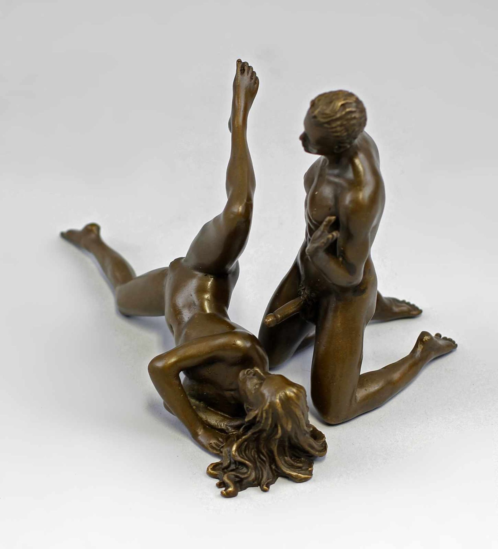 Patoue, Bronze Paar Bronze, brüniert, neuzeitliche Fertigung,, signiert "J. Patoue", pornographische - Bild 2 aus 5