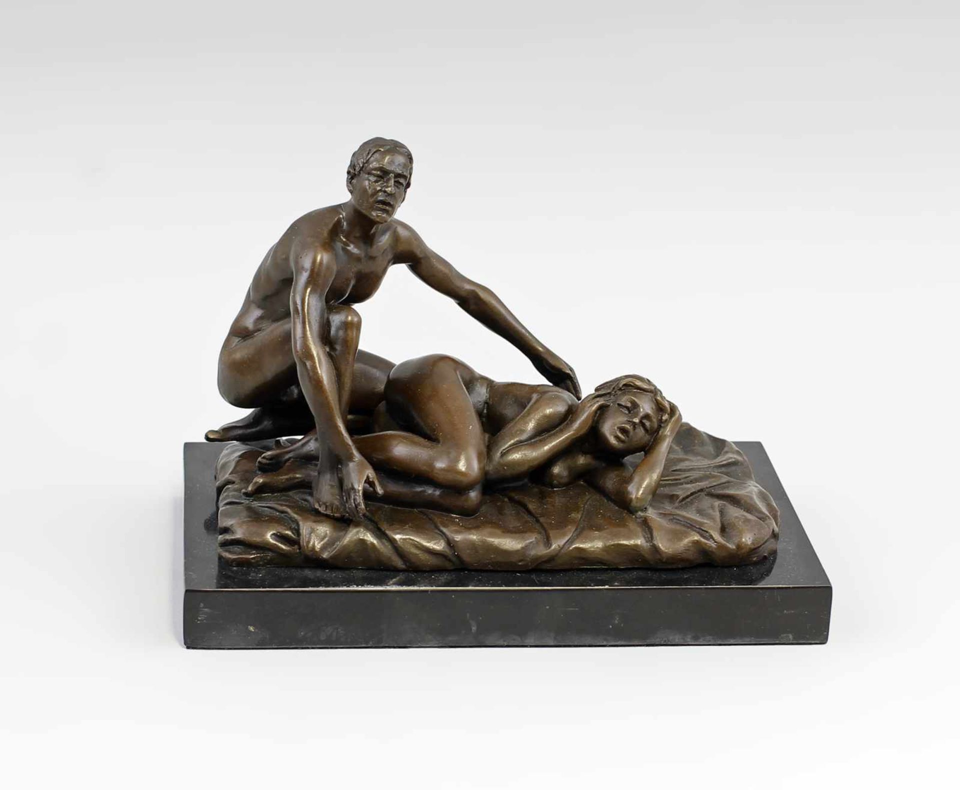 Zach, Liebendes Paar. 2. H. 20. Jh., Bronze brüniert, sign. "B. Zach", Mann und Frau beim Liebesakt, - Bild 6 aus 6