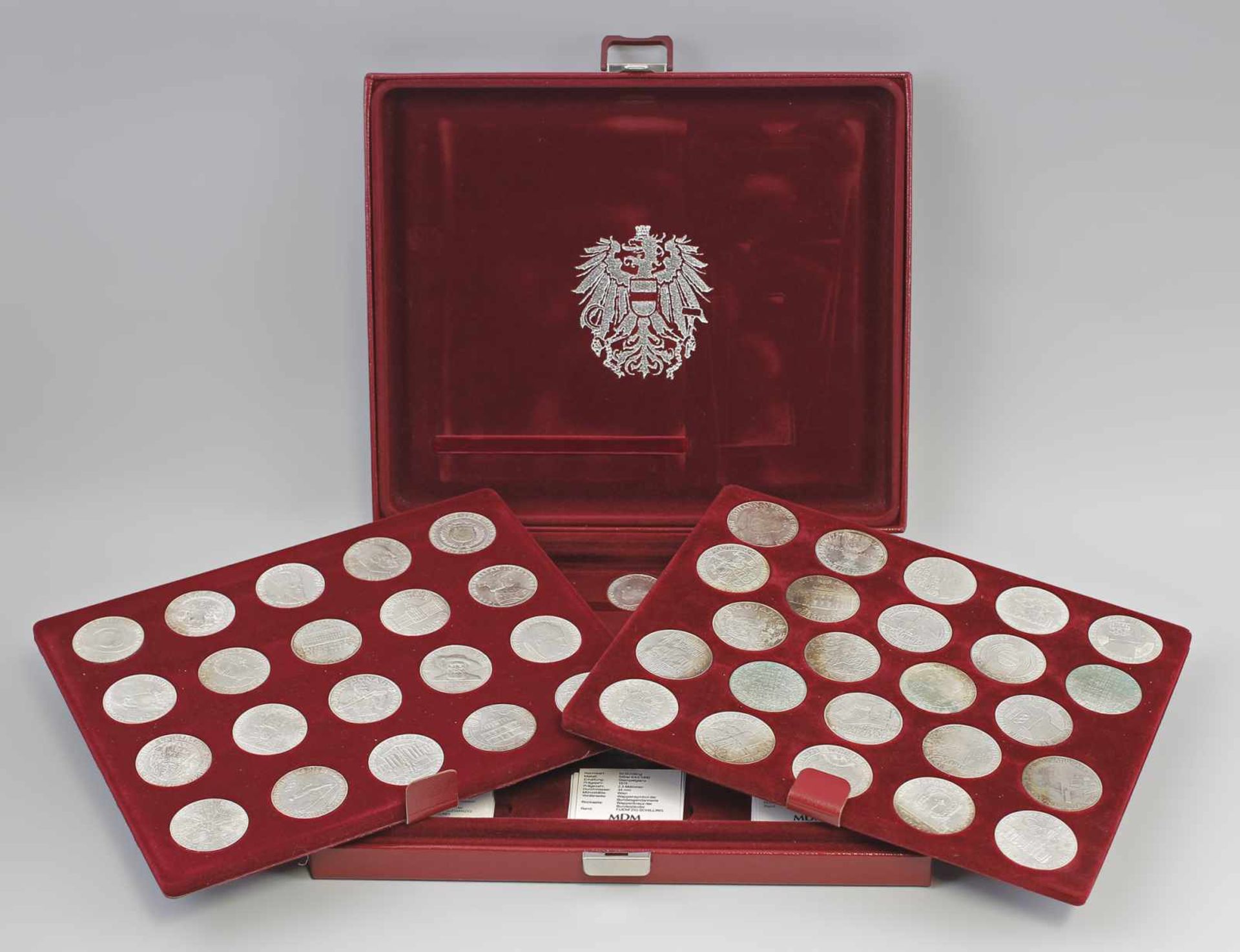 Großer Posten Silber-Gedenkmünzen Österreich 19 x 25 Schilling 1955-73 (je 13 g, 16 x 800er
