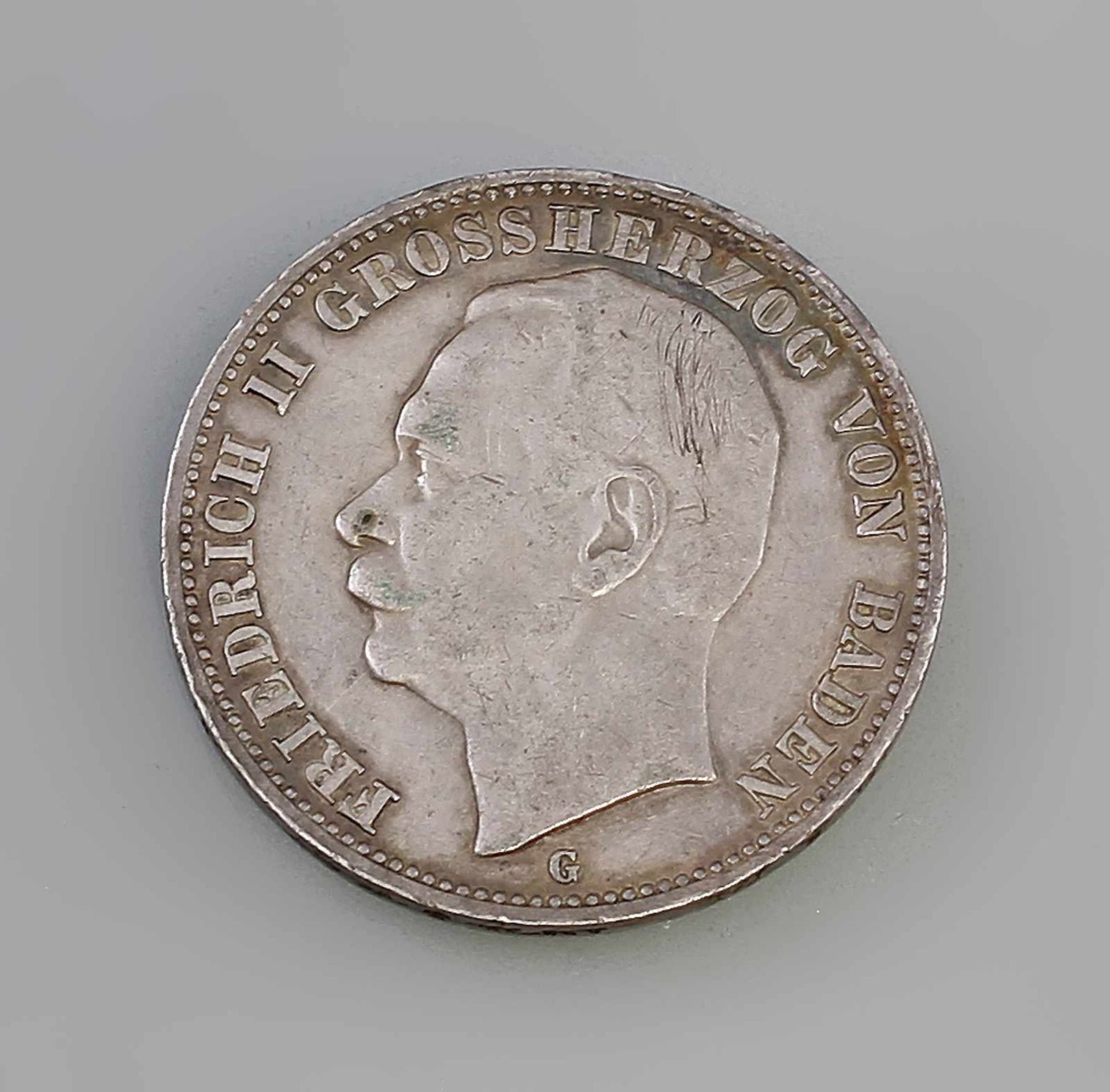 3 Mark Deutsches Reich Baden 1909 Friedrich II Grossherzog Von Baden, G, 900er Silber, 16,6 g,