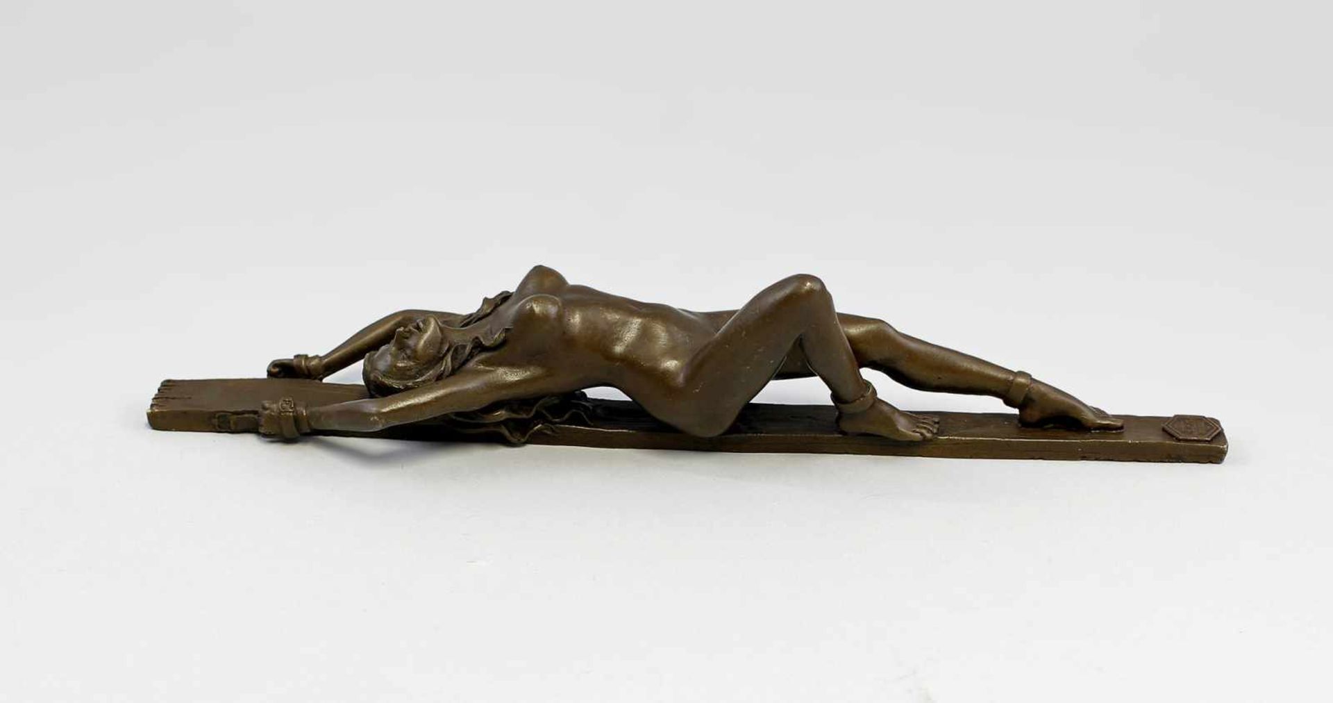 Patoue, Bronze Erotischer Briefbeschwerer . Bronze, brüniert, sign. "J. Patoue", weiblicher Akt in - Bild 2 aus 2