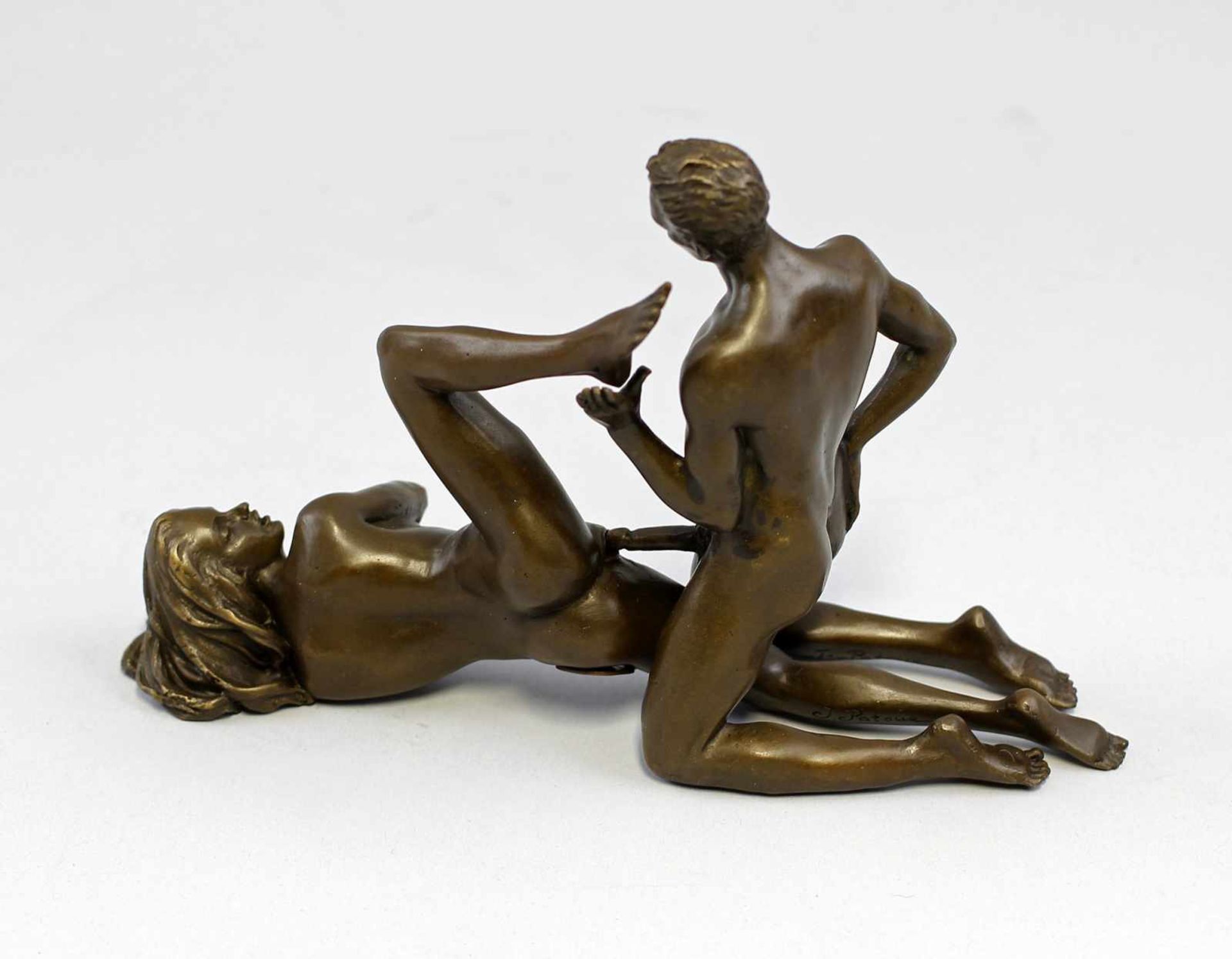 Patoue, Bronze Paar Bronze, brüniert, neuzeitliche Fertigung,, signiert "J. Patoue", pornographische - Bild 3 aus 5