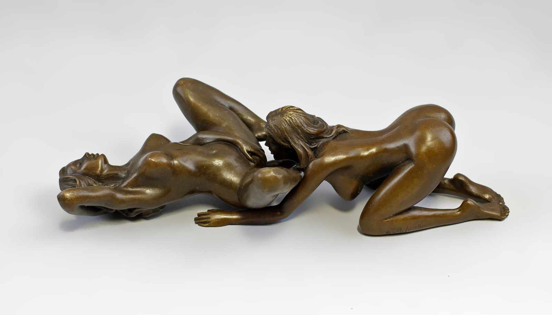 Patoue, Paar Frauen Bronze, brüniert, neuzeitliche Fertigung,, signiert "J. Patoue", pornographische - Bild 3 aus 5