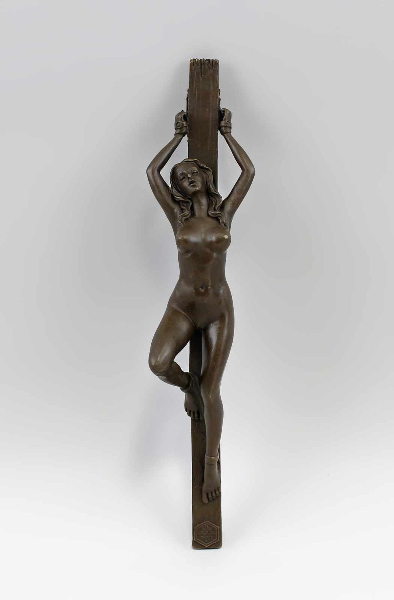Patoue, Bronze Erotischer Briefbeschwerer . Bronze, brüniert, sign. "J. Patoue", weiblicher Akt in