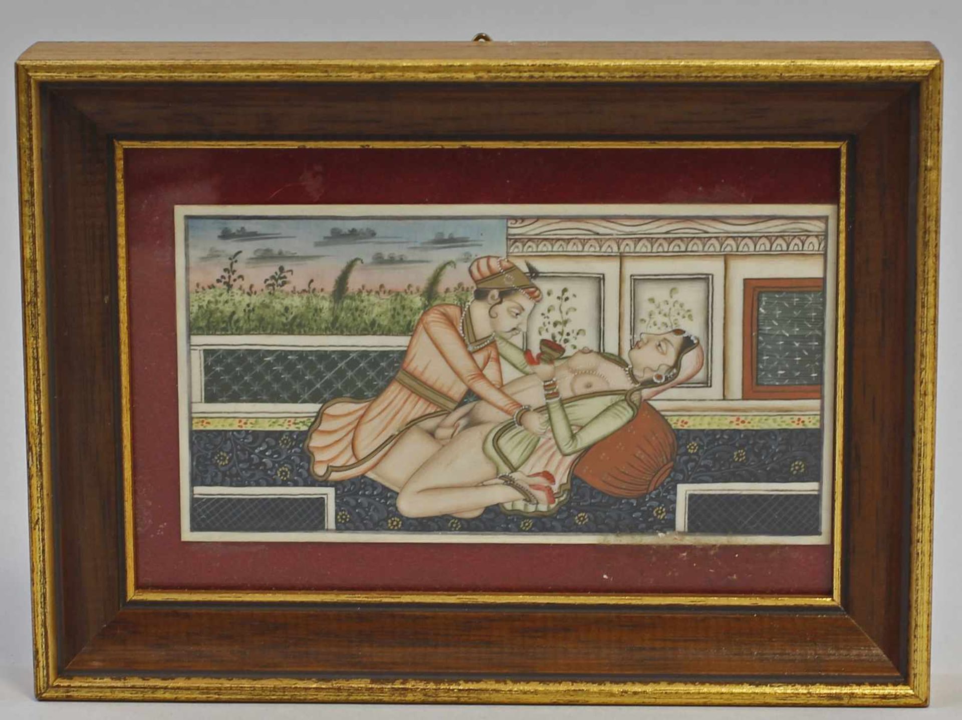 Erotische Miniatur Indien: wohl 19. Jh. (?), Miniaturenmalerei im indo-persischen Moghul-Stil,