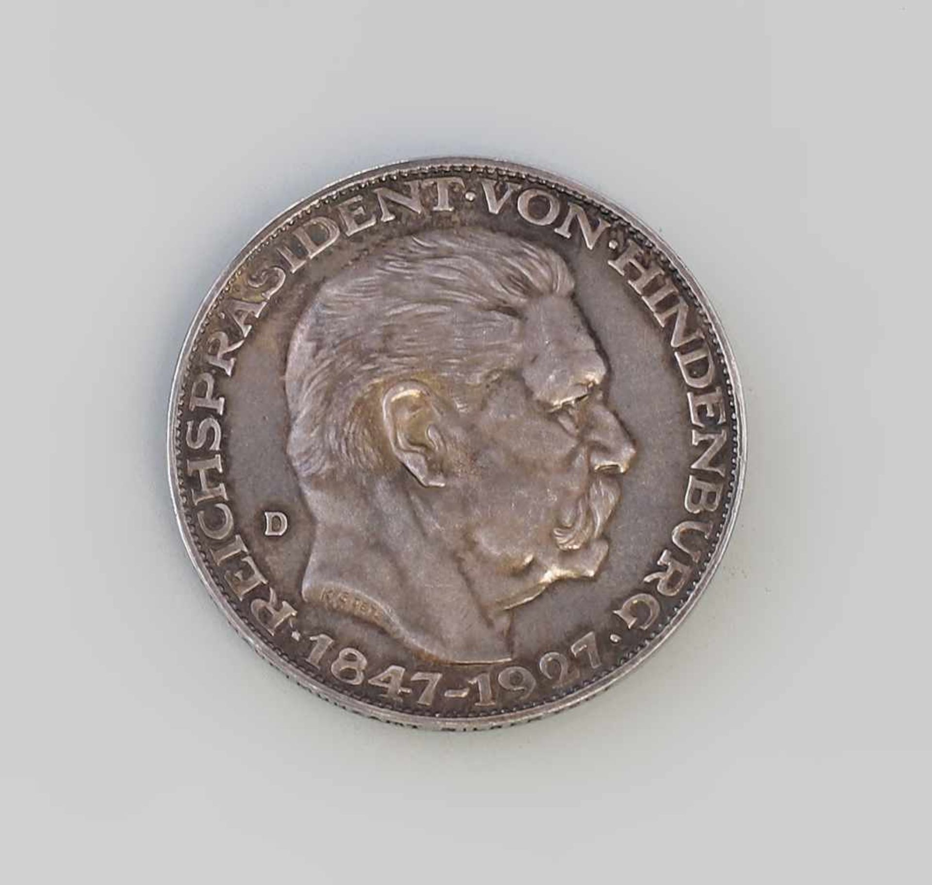 Silber-Medaille Reichspräsident Hindenburg 1847-1927 Vs Reichspräsident Von Hindenburg 1847-1927,