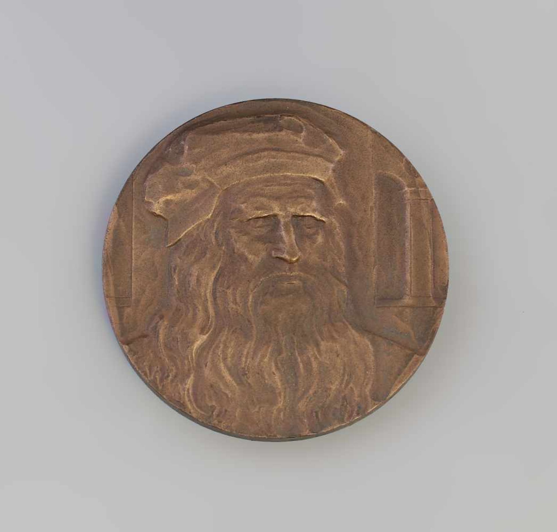 Bronzemedaille Leonardo Da Vinci Bronze, Sowjetunion 2. H. 20. Jh., D 60 mm, Gewicht 125 g