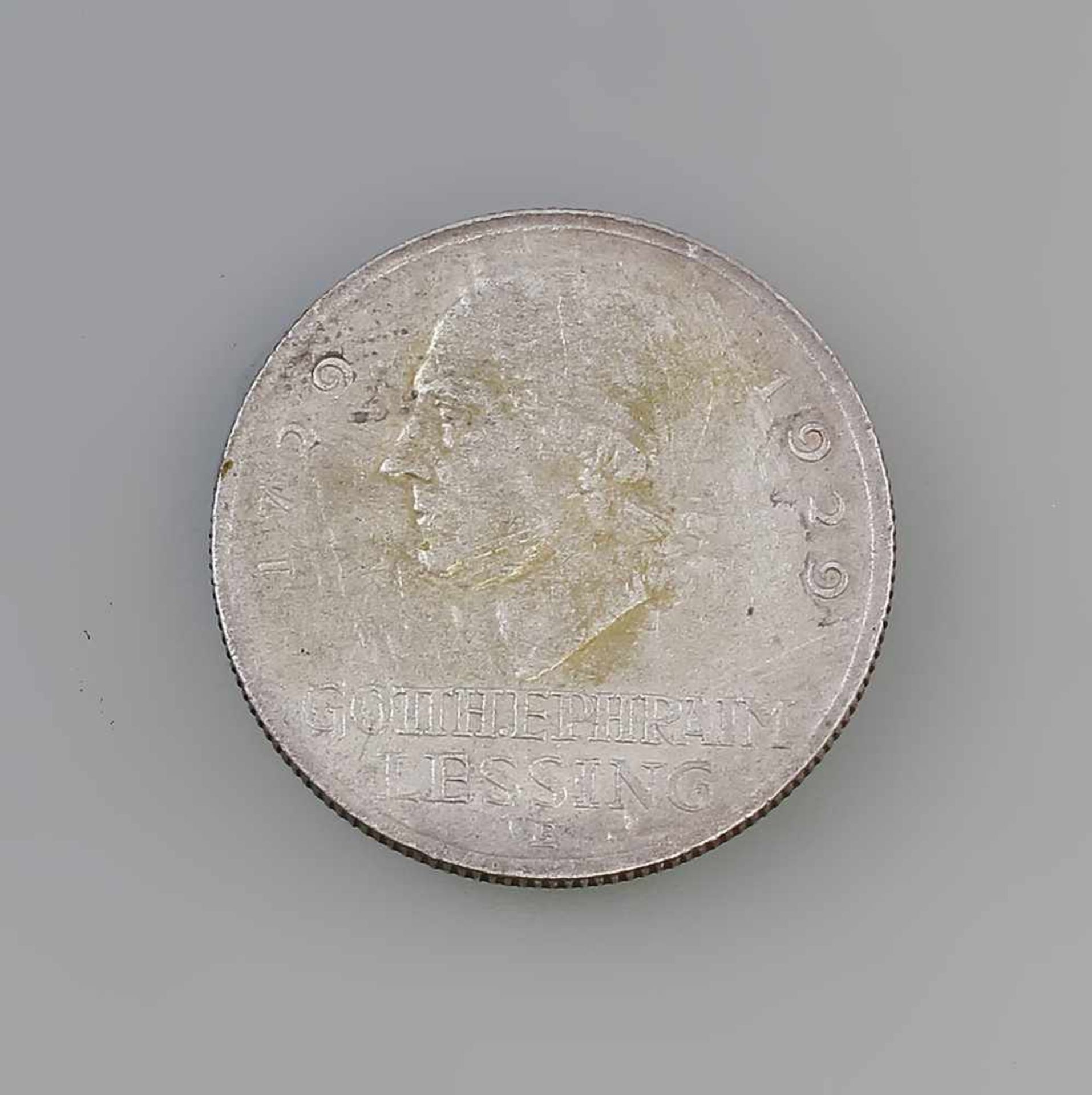 3 Reichsmark 1929 Lessing 500er Silber, 15 g, E, Zustand ss-vz
