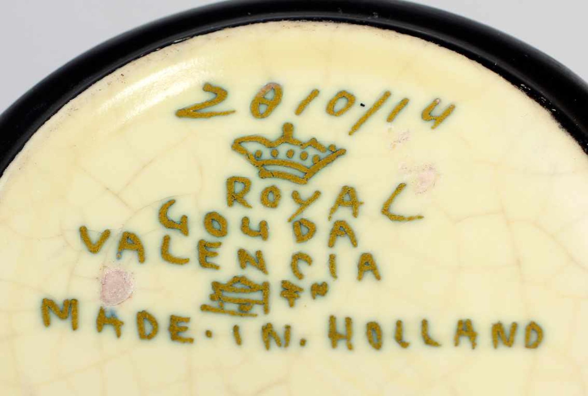 Blumentopf Gouda. am Boden beschriftet "2010/14 Royal Gouda Valencia" mit Krone, zylindrische Form - Bild 2 aus 2