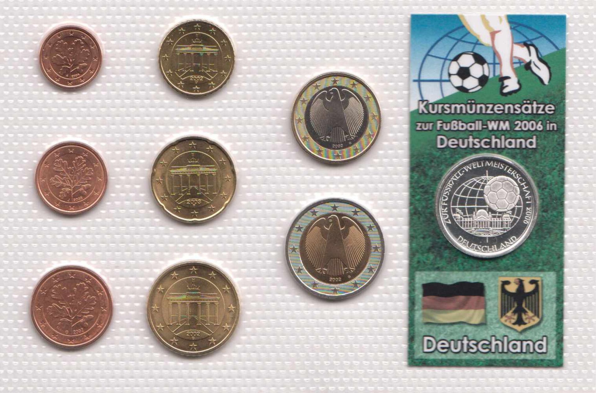 Euro-Kursmünzen-Satz Deutschland WM 2006. Euro Kursmünzen, 1 Cent bis 2 Euro (insg. 3,88 ) + - Bild 2 aus 2