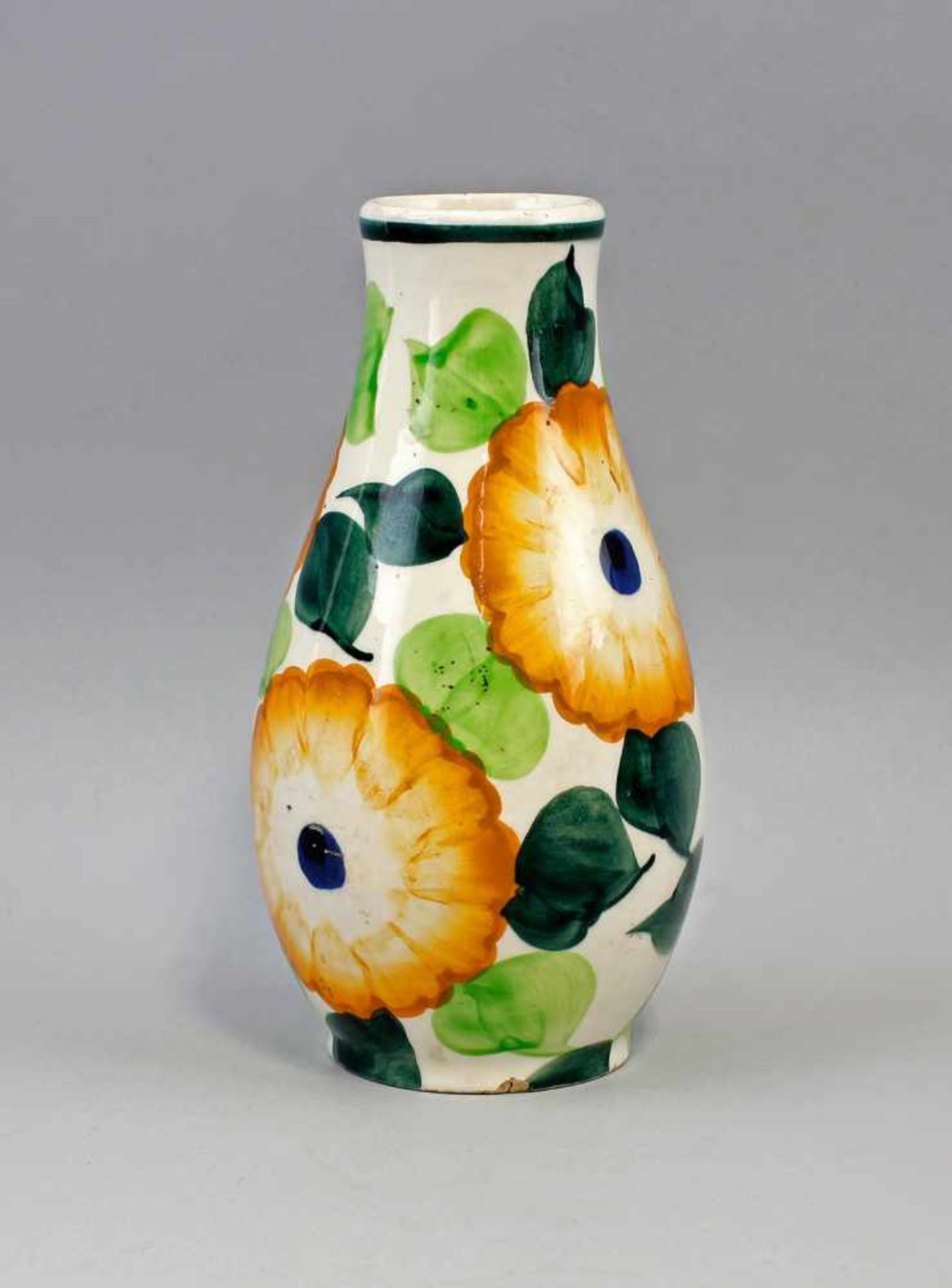 Vase Schramberg.. um 1950, gemarkt SMF, Schramberger Majolika Fabrik, schlichte, ovoide Vase, heller