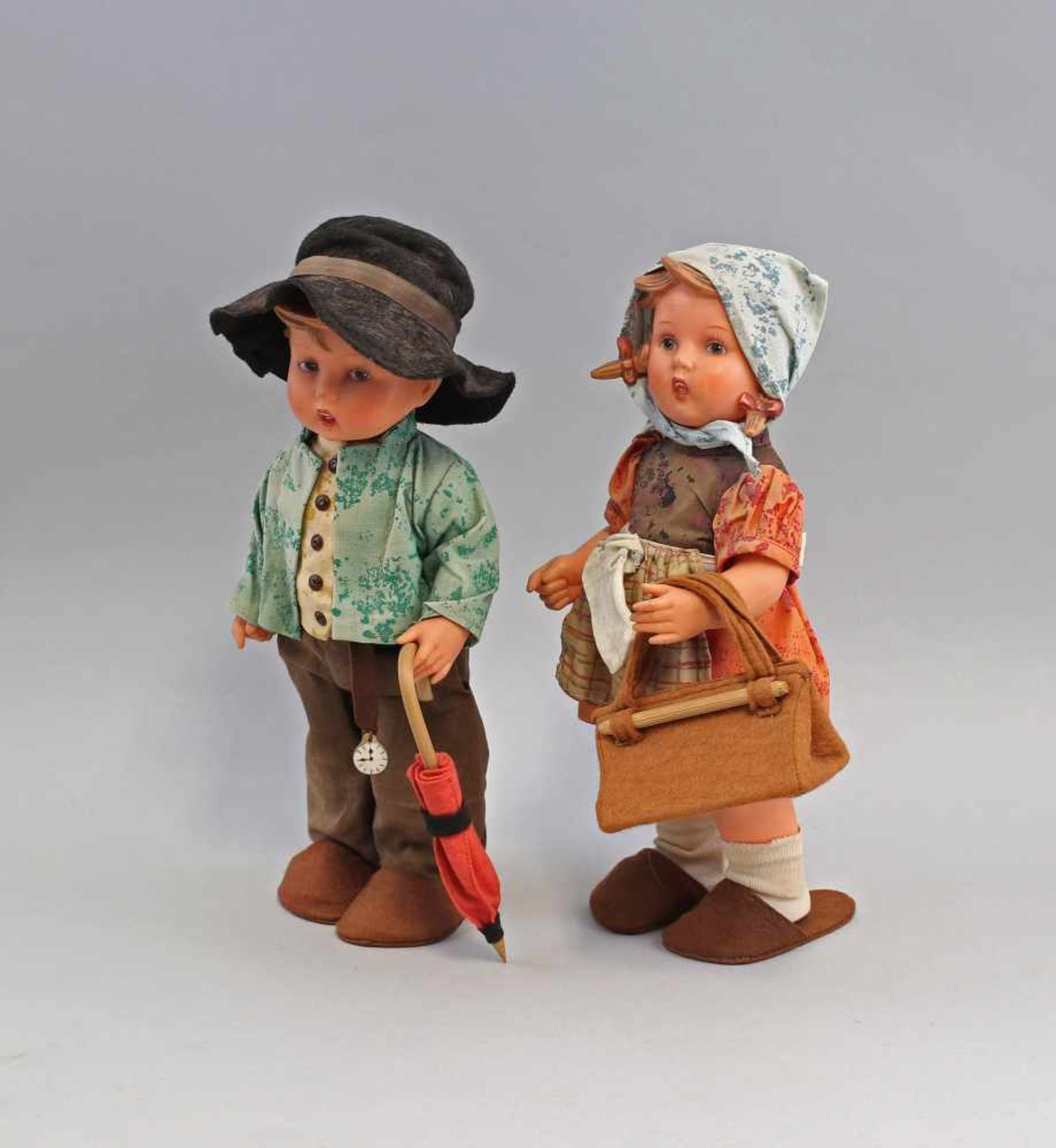 Paar Puppen Hummel am Hals gemarkt Hummel, Goebel, Vinyl, Modell: Karl Wagner, vollständig - Bild 2 aus 4