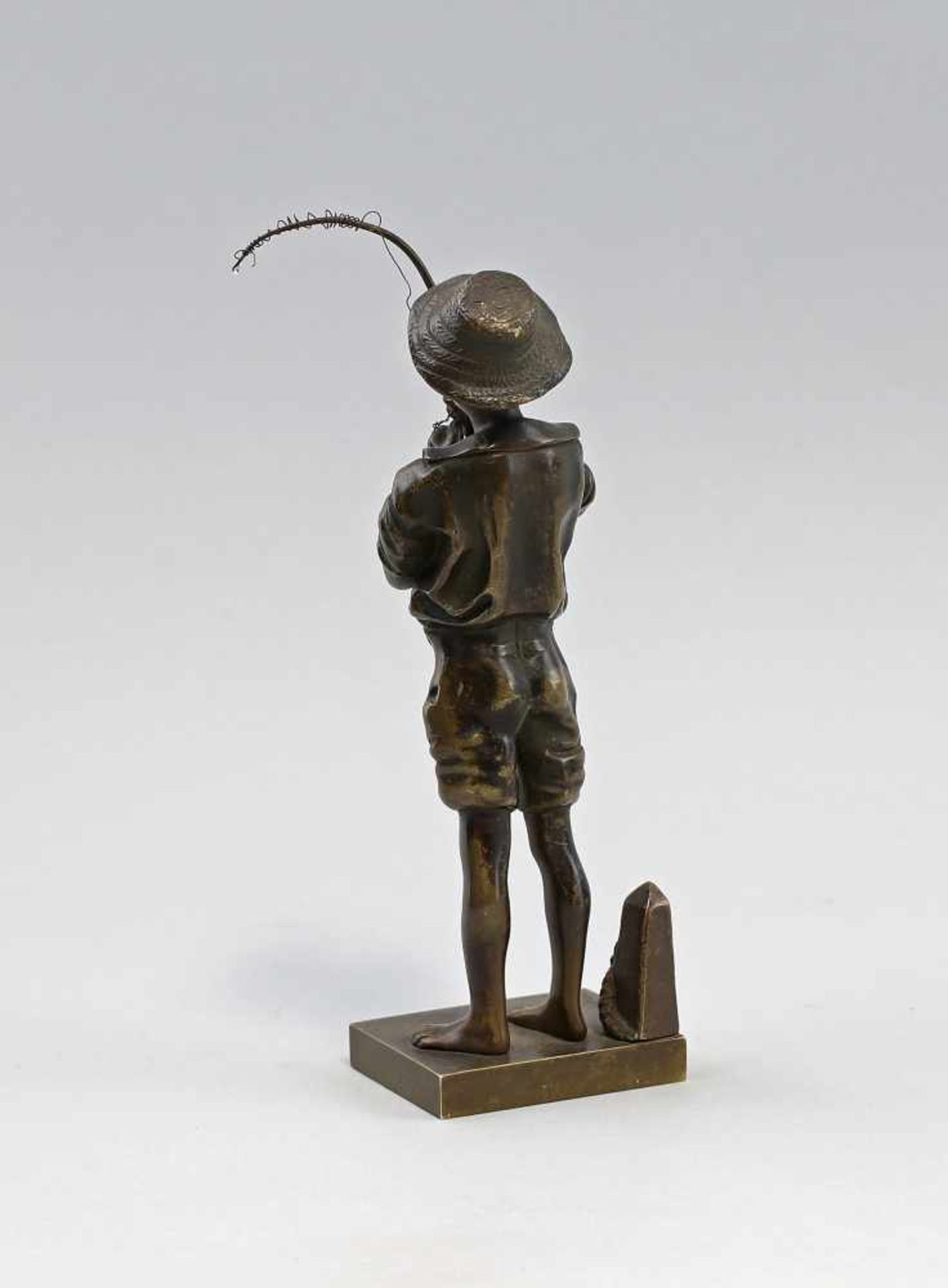 Lavergne, Junger Angler Bronze massiv mit dunkler Patina, am Sockel sign. "Lavergne", Adolphe Jean - Bild 4 aus 7