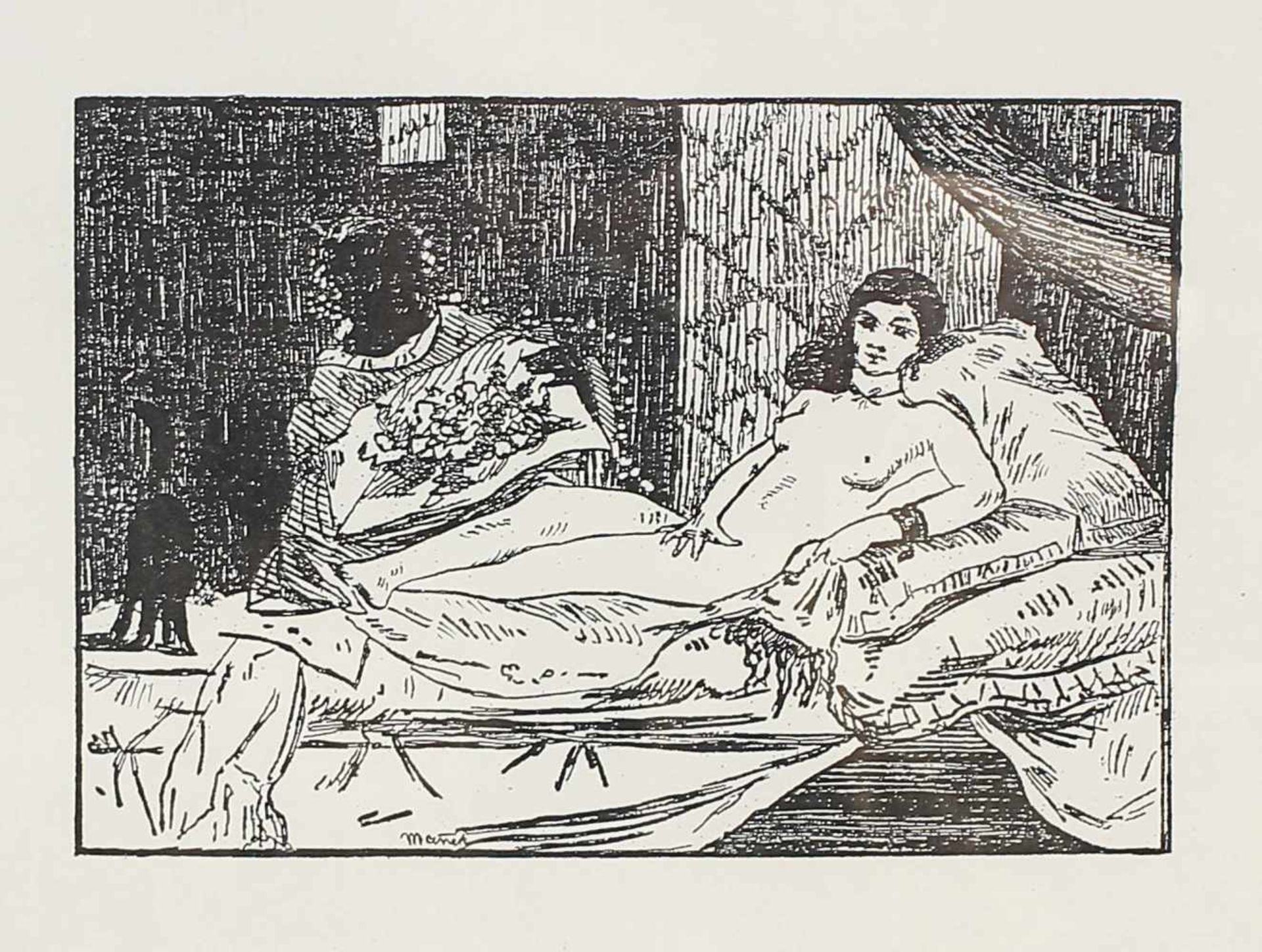 Manet, Olympia :. lithographischer (?) Abzug / Reproduktion eines Holzstichs, wohl von Moller ( - Bild 2 aus 2