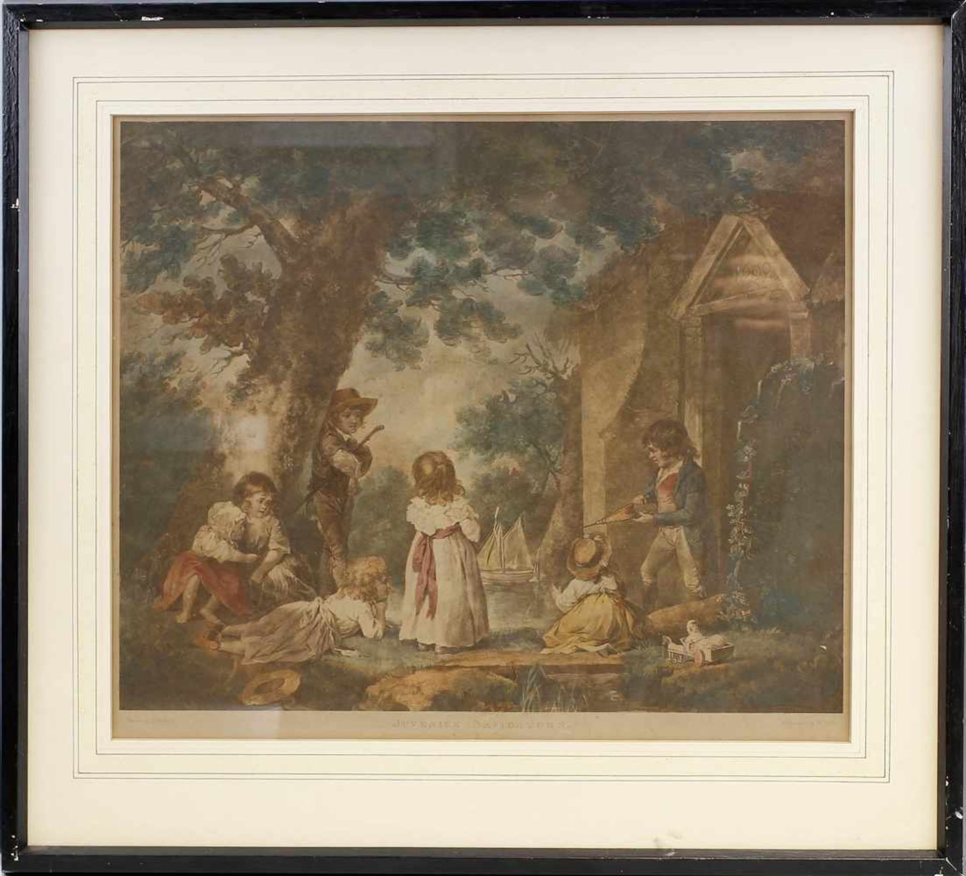 Ward nach Morland, Spielende Kinder : Farb-Mezzotinto von William Ward (1766-1826, engl.