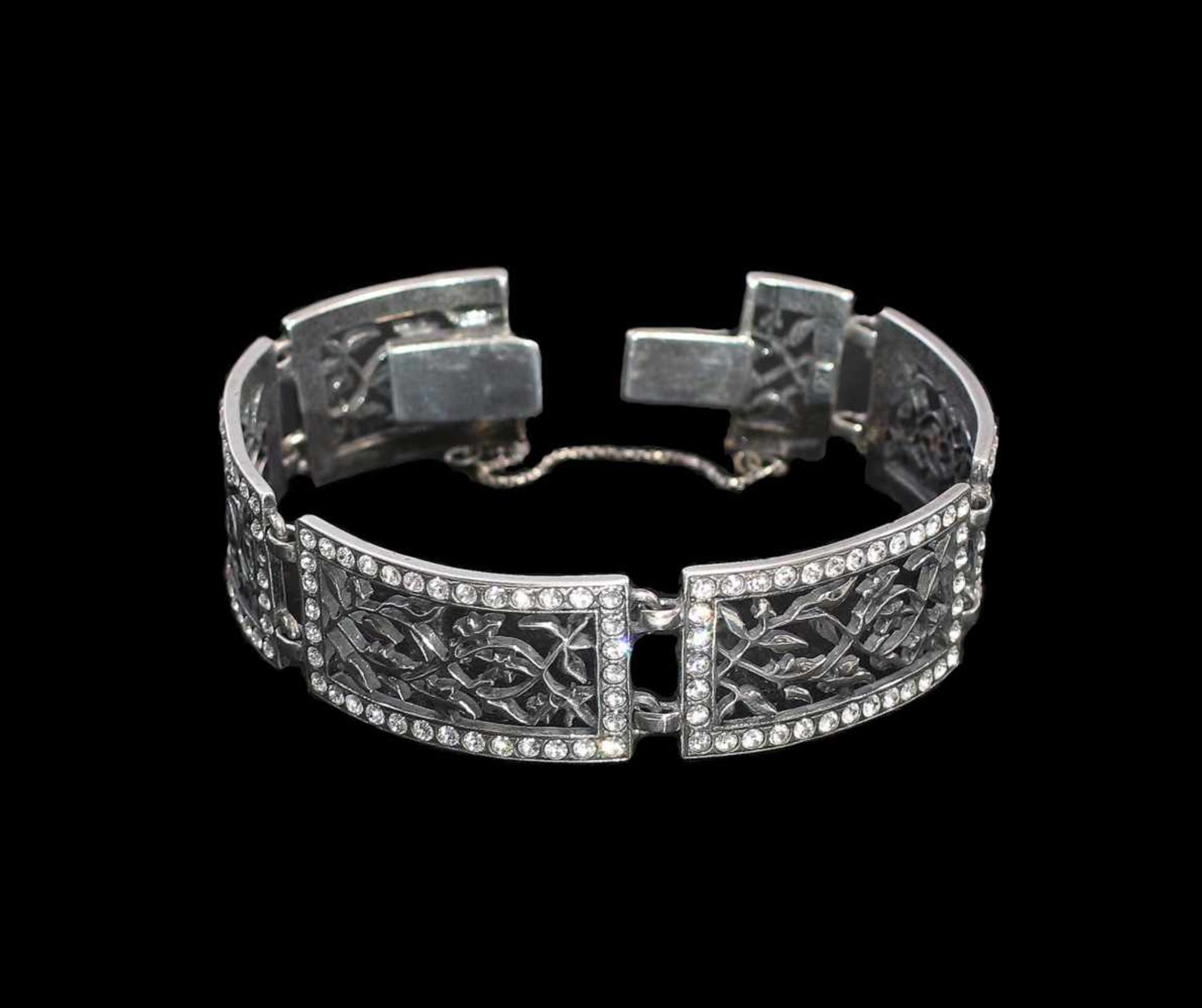 Jugendstil-Armband mit Swarovski-Steinen 925er Silber, Fertigung nach historischem Vorbild, - Bild 2 aus 2