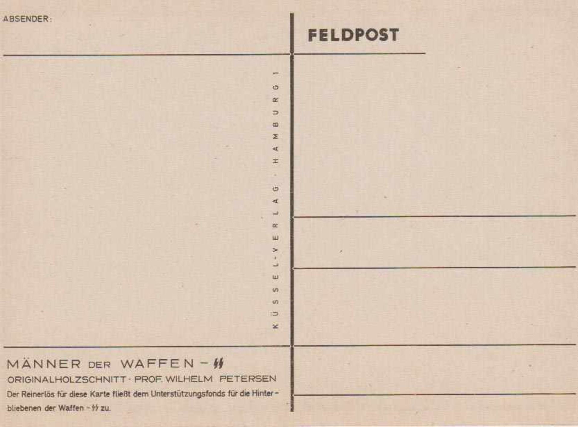 AK Männer der Waffen-SS Petersen Feldpost Repro. Feldpost, Küssel-Verlag Hamburg 1, Männer der - Bild 2 aus 2