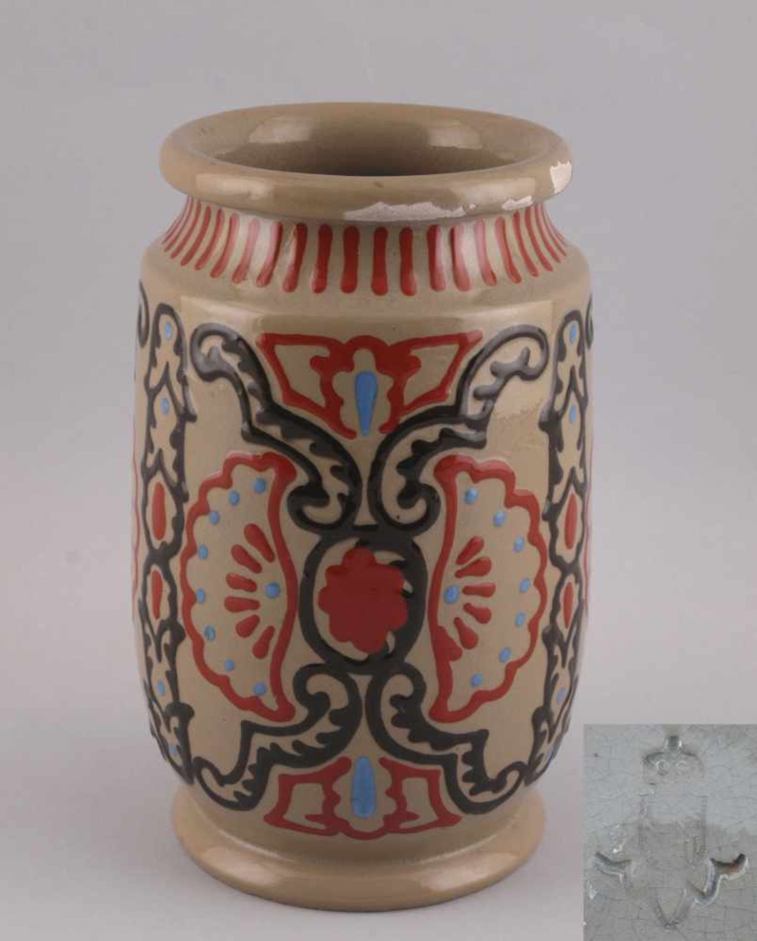 Vase Karlsruher Majolika.. Pressmarke Majolikamanufaktur Karlsruhe, Baden, ab 1901, Mod.-Nr. 2425,