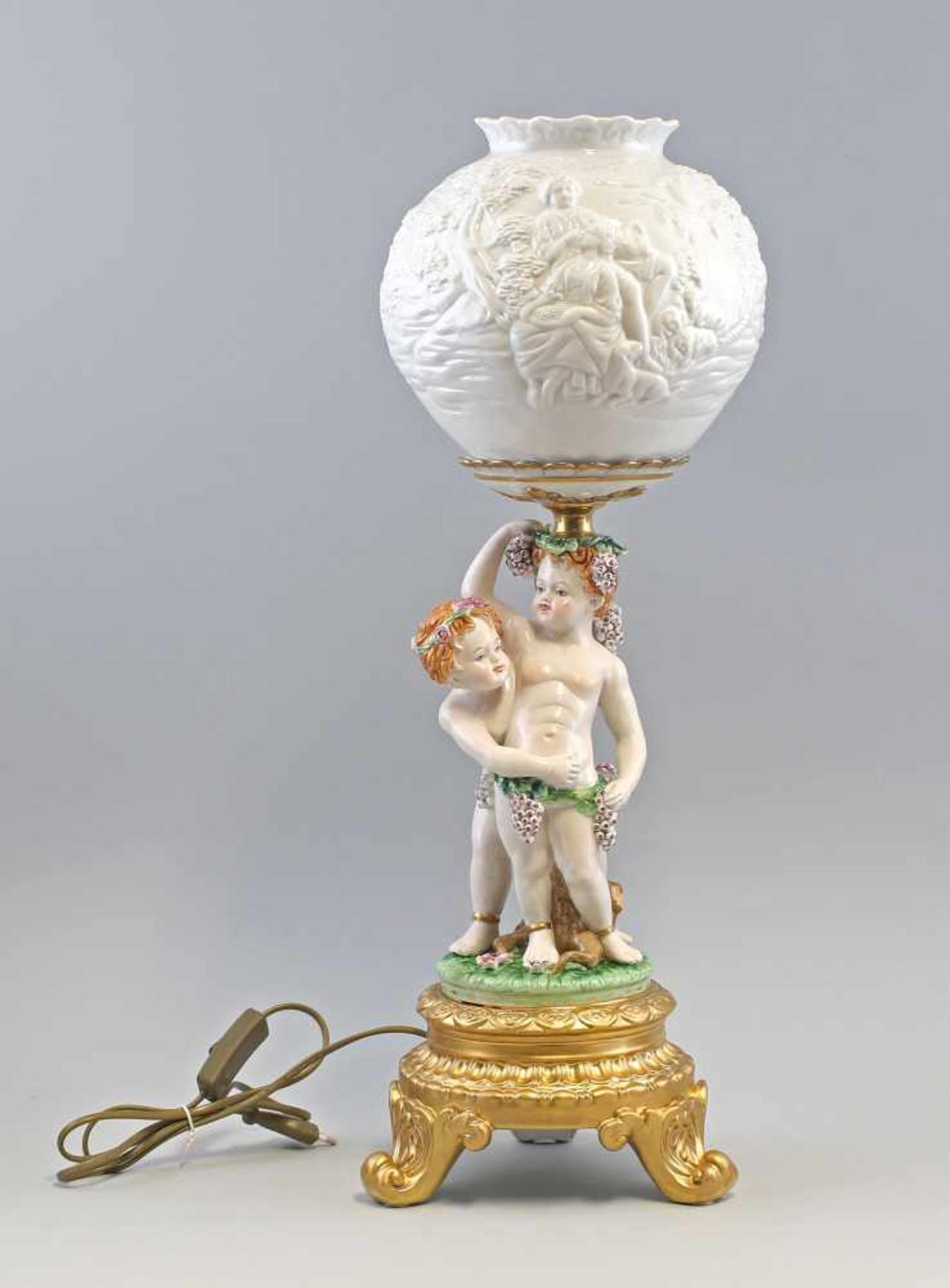 Große Lithophanie Lampe Bacchus gemarkt Othengrafen, Fertigung nach historischem Vorbild,