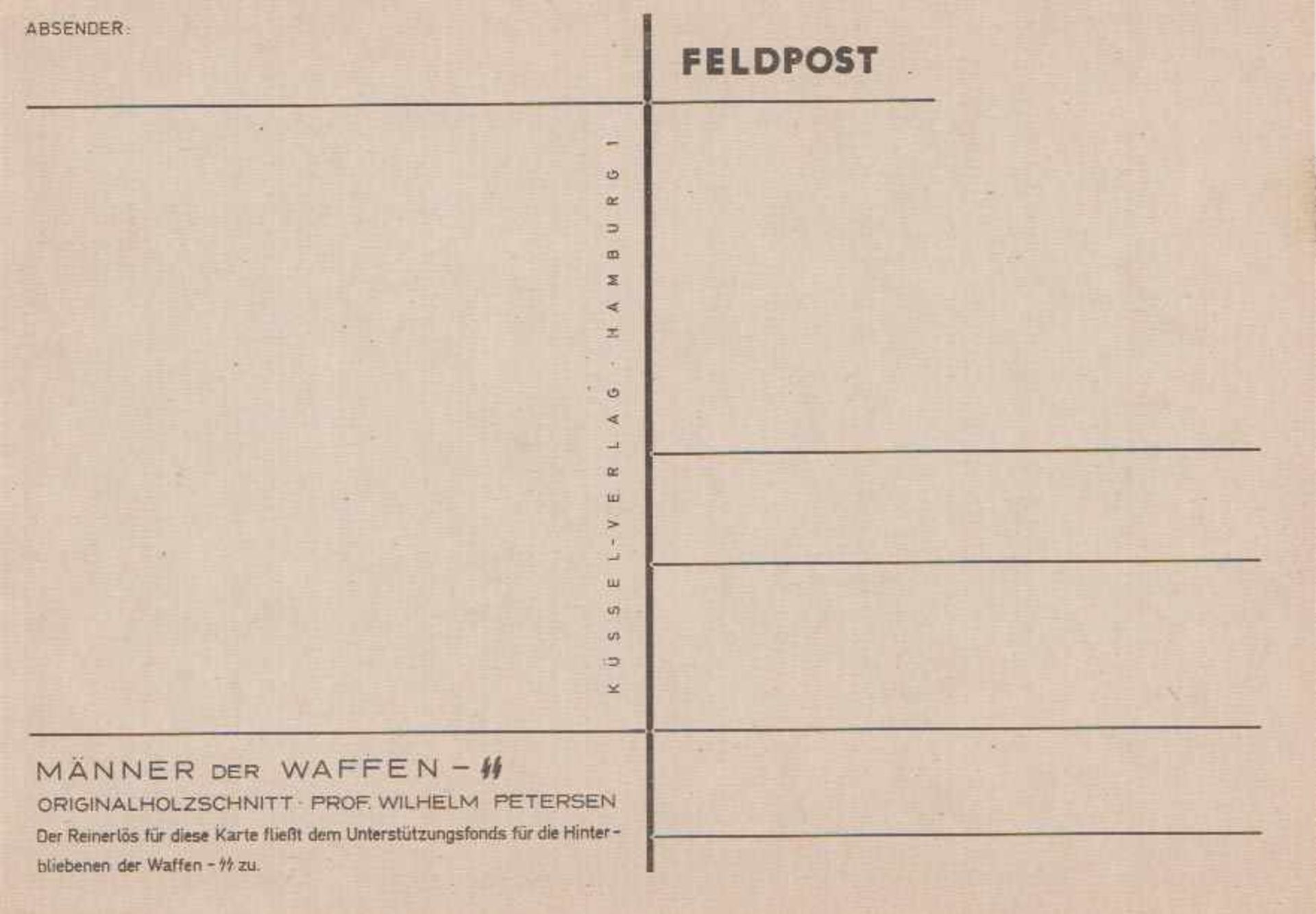 AK Männer der Waffen-SS Petersen Feldpost Repro. Feldpost, Küssel-Verlag Hamburg 1, Männer der - Bild 2 aus 2