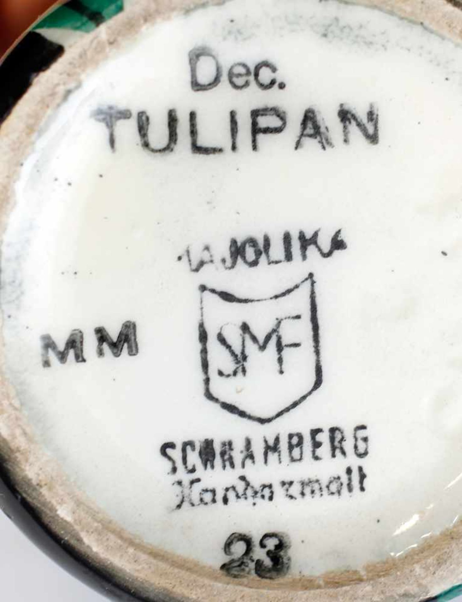 Vase Schramberg "Tulipan". 1961, gemarkt "SMF", Schramberger Majolika Fabrik, Modell-Nr. 4995/2, - Bild 2 aus 2