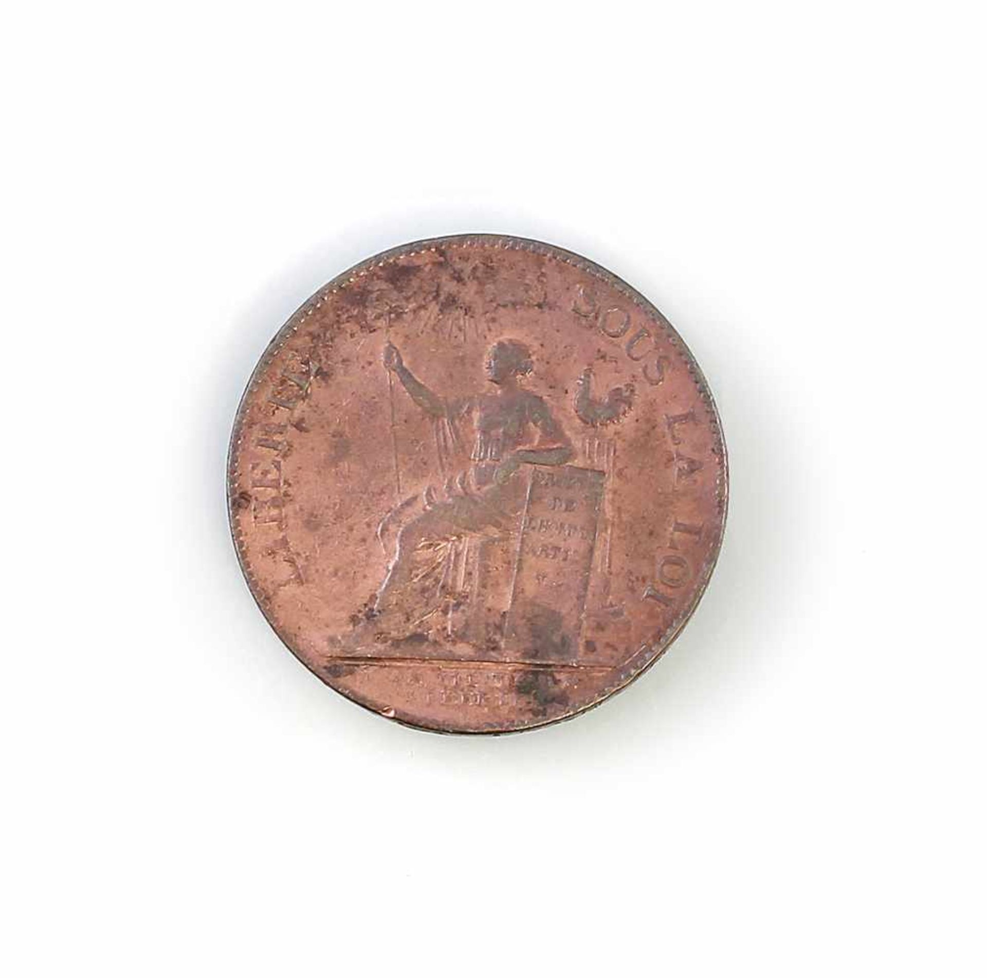 Münze/Medaille 2 Sols Frankreich Monneron 1791.. Kupfer, Vs "Liberte Sous La Loi", Rs "Monneron