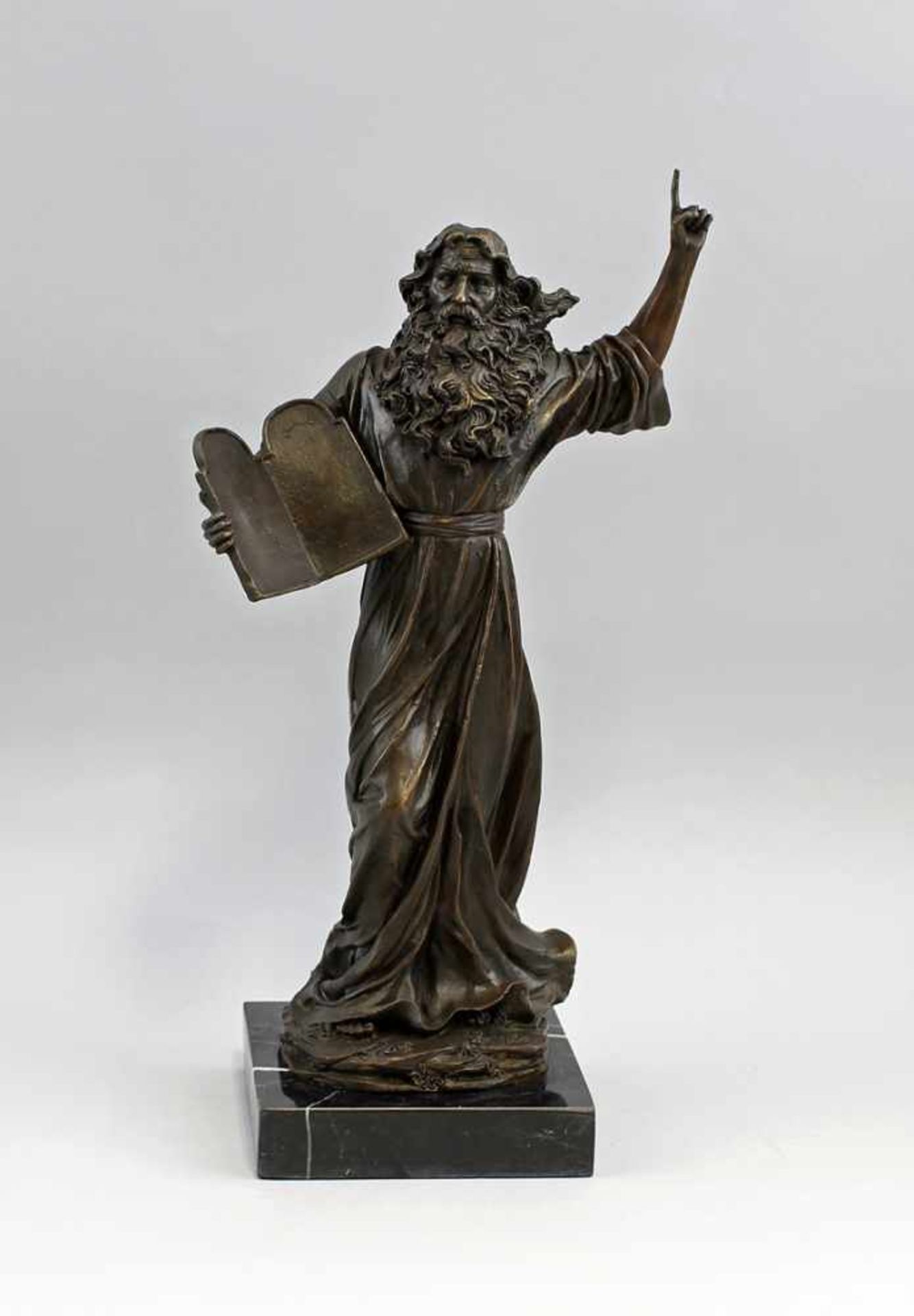 Milo, Bronze Moses signiert Milo, Herstellerplakette, natur- und detailgetreue Ausformung, auf