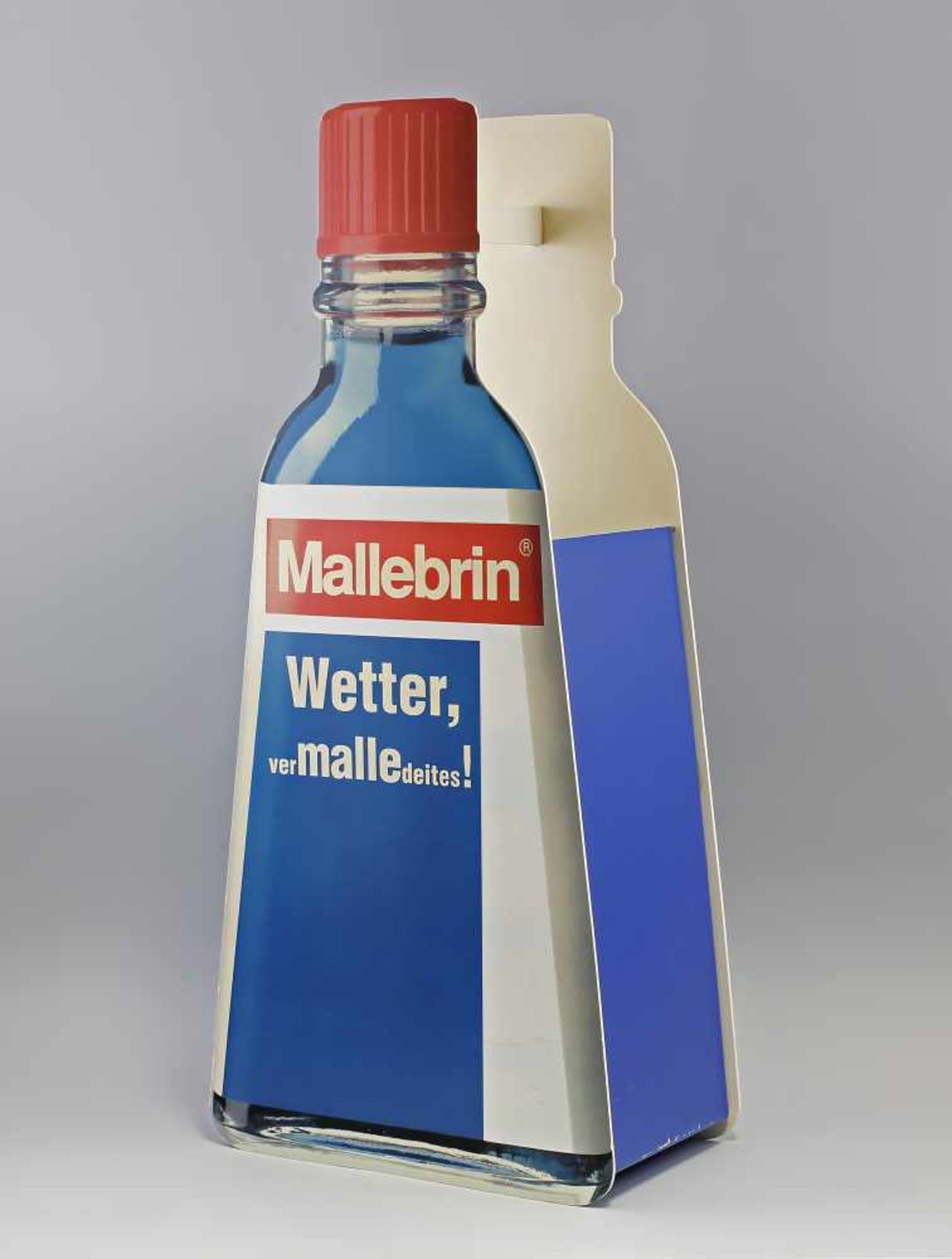 Werbeaufsteller Mallebrin Kunststoff mit Aufdruck "Mallebrin - Wetter, verMALLEdeites!", 36 x 21 x