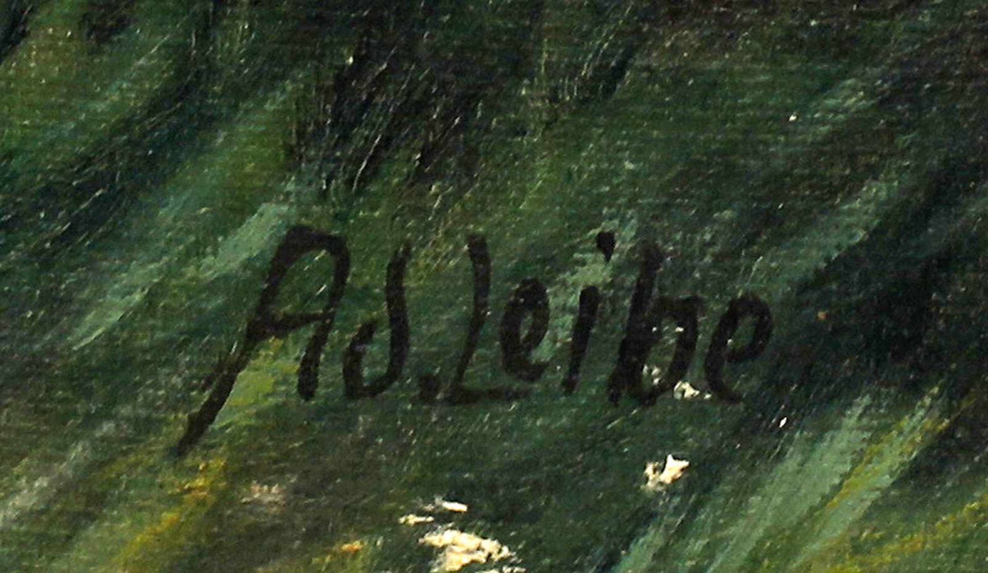 Leibe, Bugtal Thüringer Wald:. li. u. sign. "Ad. Leibe", Adolf Leibe, Thüringer Porzellanmaler, - Bild 2 aus 2