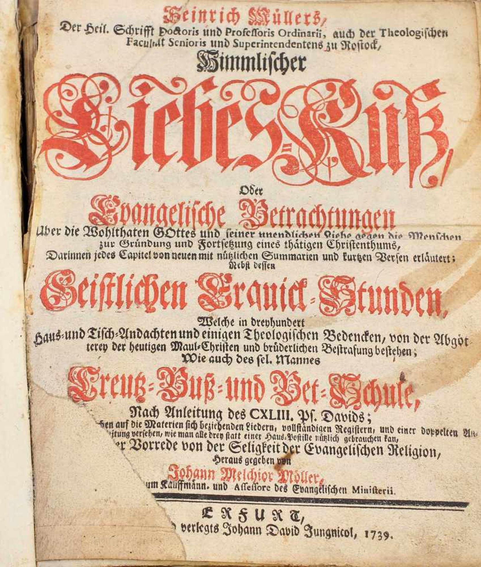 Buch Himmlicher Liebes-Kuß v. Heinrich Müller 1739 Oder Evangelische Betrachtungen Uber Die - Bild 2 aus 3