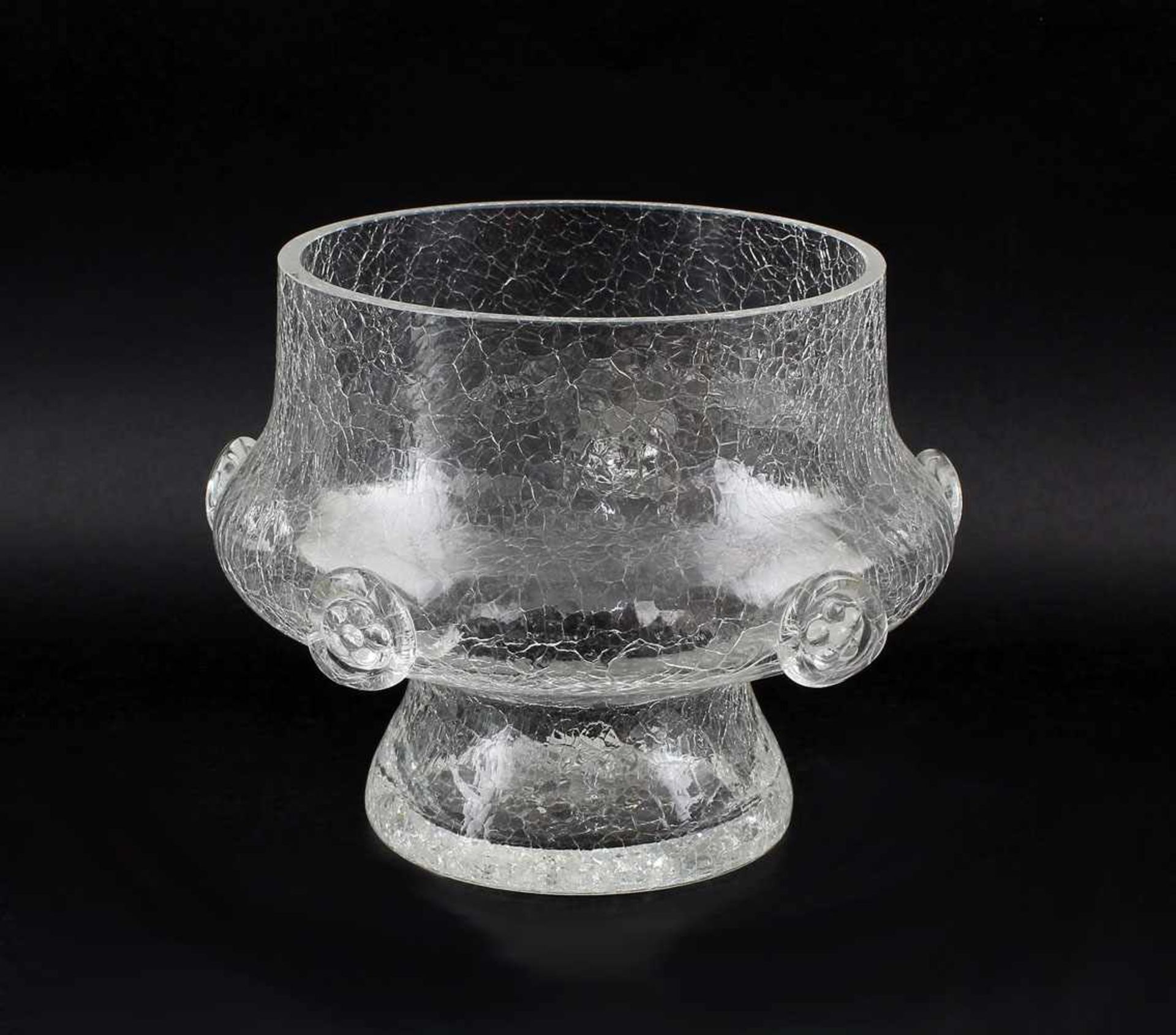 Vase Eisglas Bayrischer Wald. 1. Hälfte 20. Jh., wohl Bayrischer Wald, farbloses Glas, zylindrisch-