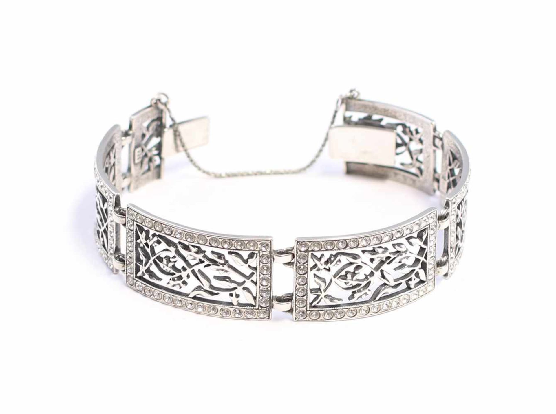 Jugendstil-Armband mit Swarovski-Steinen 925er Silber, Fertigung nach historischem Vorbild,