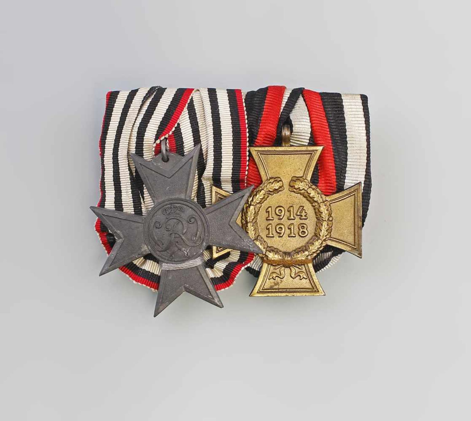 2er Ordensspange Preußen 1. WK mit Verdienstkreuz für Kriegshilfe und Ehrenkreuz für