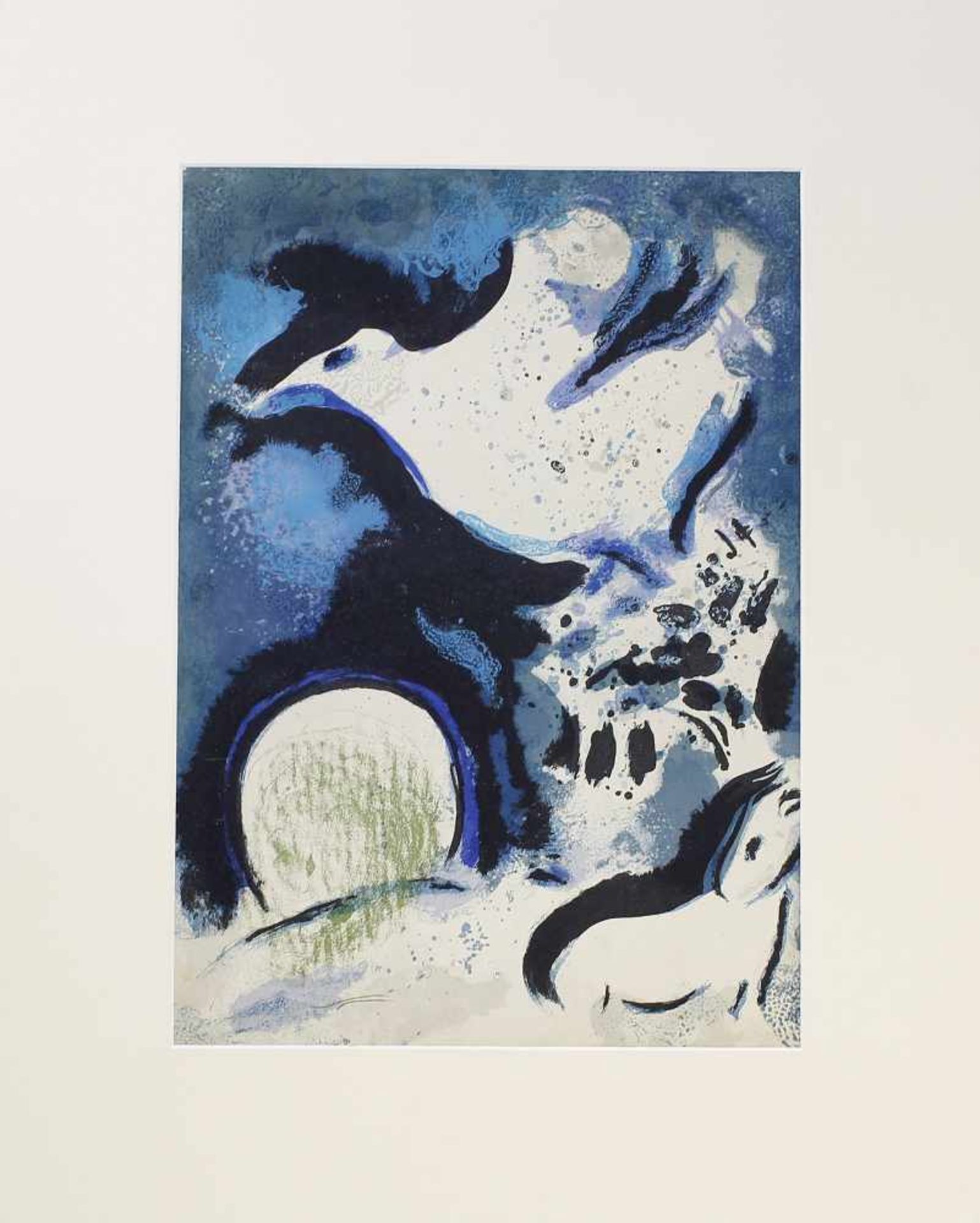 Chagall, Tiere in biblischer Landschaft: Orig.-Farblithographie auf schwerem Karton, aus "Dessins