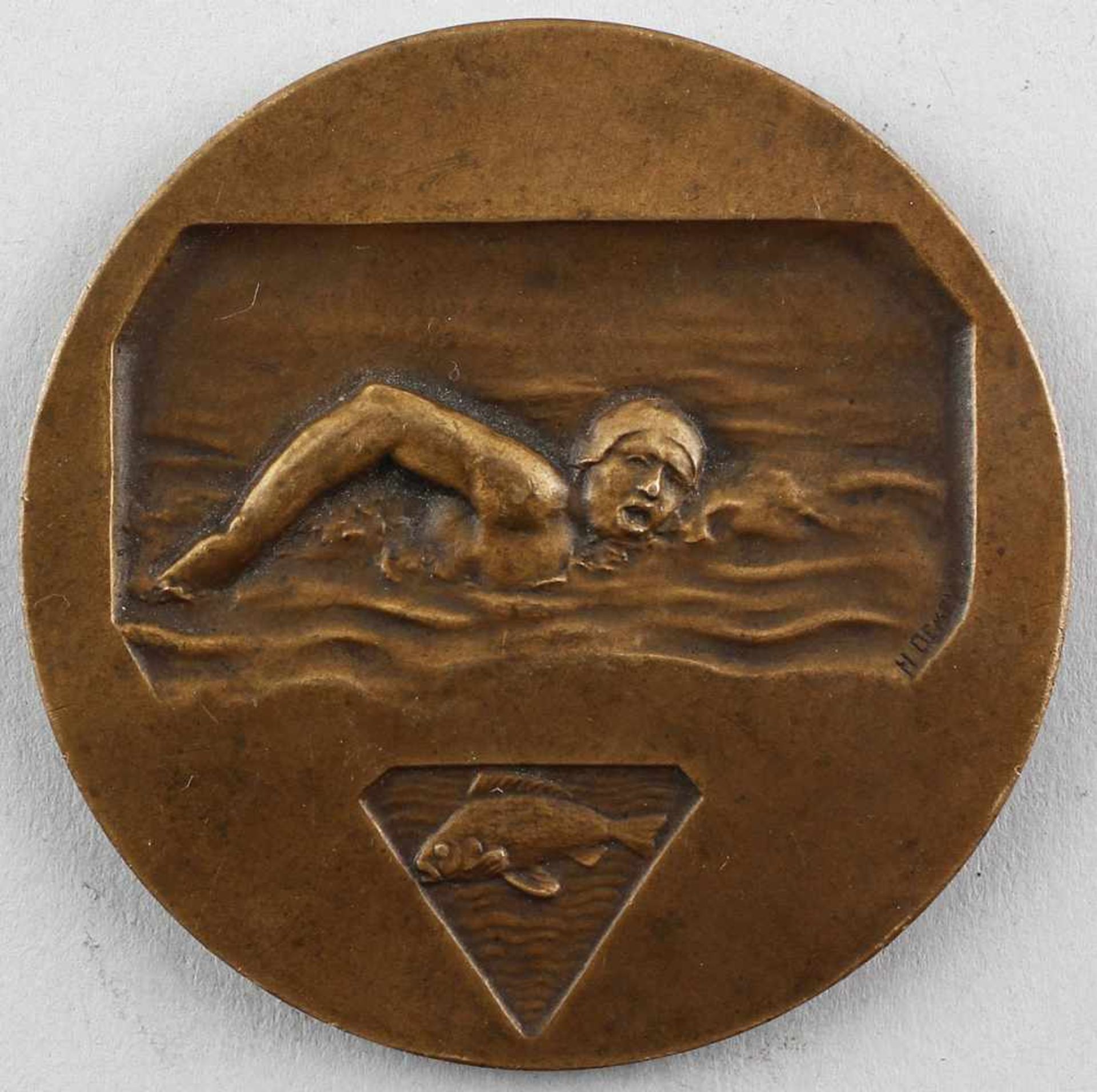 Dubois, Bronze-Medaille Schwimmer.. alt, signiert Vs H. Demey, signier Rs H. Dubois, auf Rand