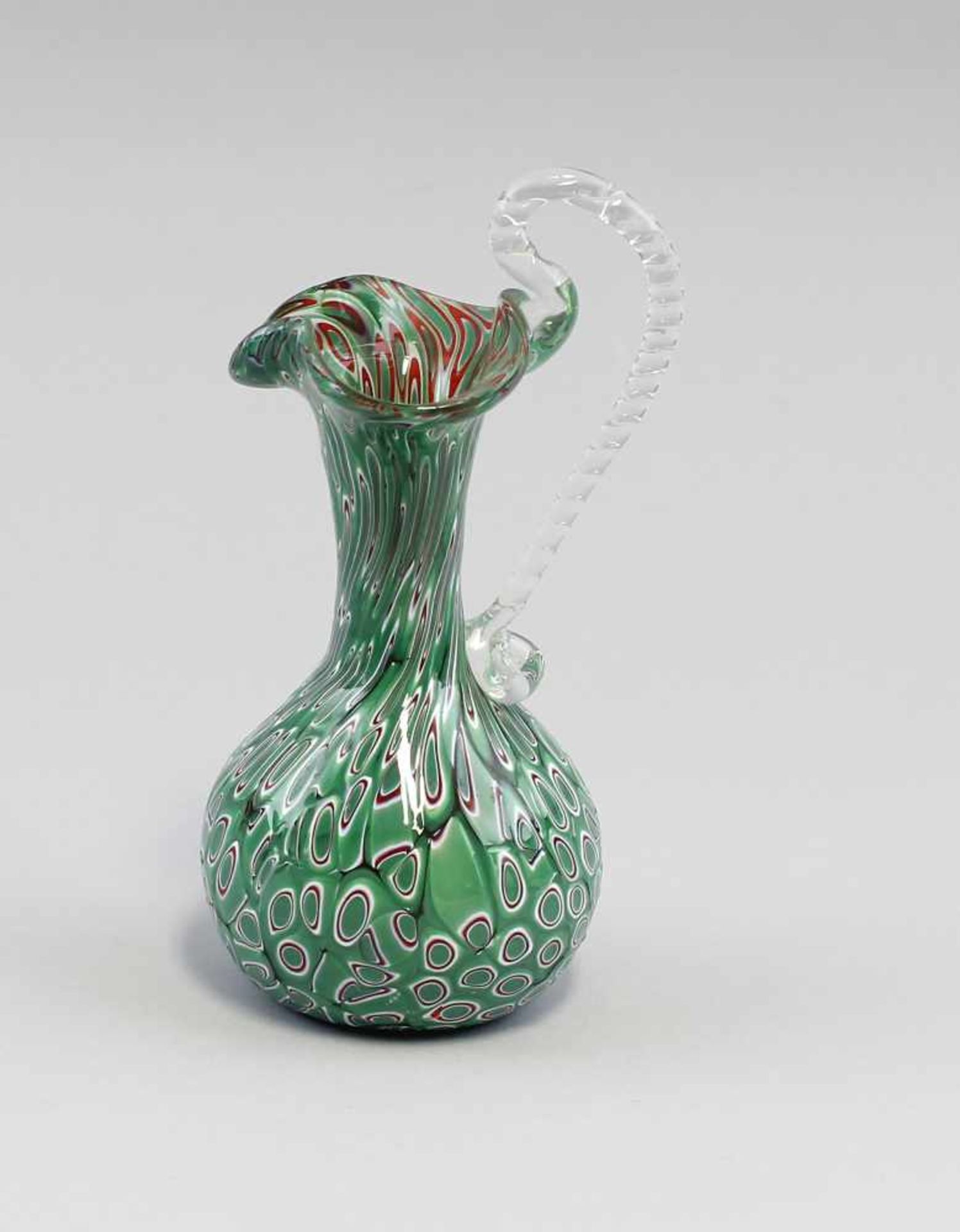 Vase Millefiori: Murano, mundgeblasen kleine keulenförmige Karaffe aus zusammengeschmolzenen