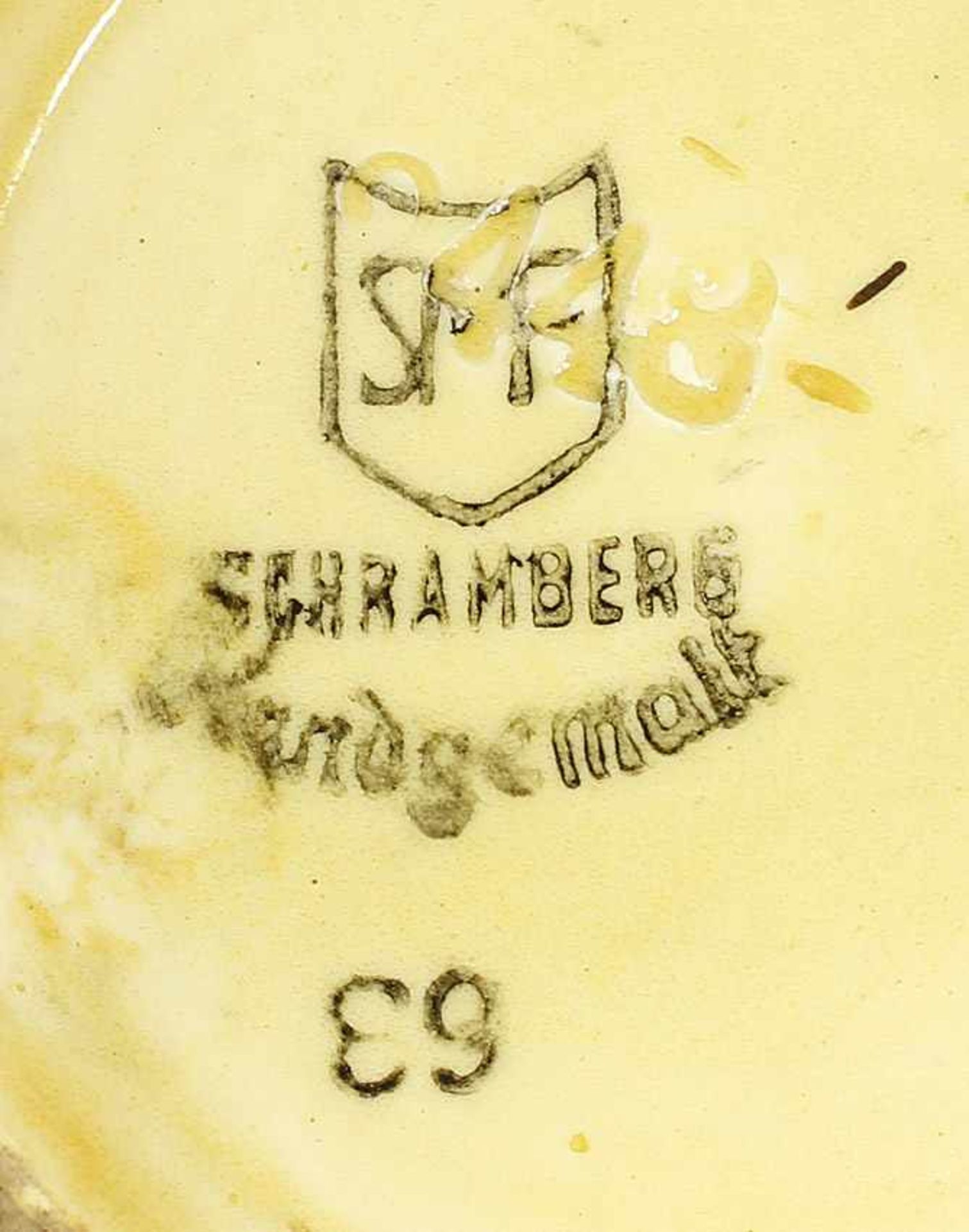 Vase Schramberg Schwarzwaldhaus.. nach 1918, gemarkt SMF, Schramberger Majolika Fabrik, Modell- - Bild 2 aus 2