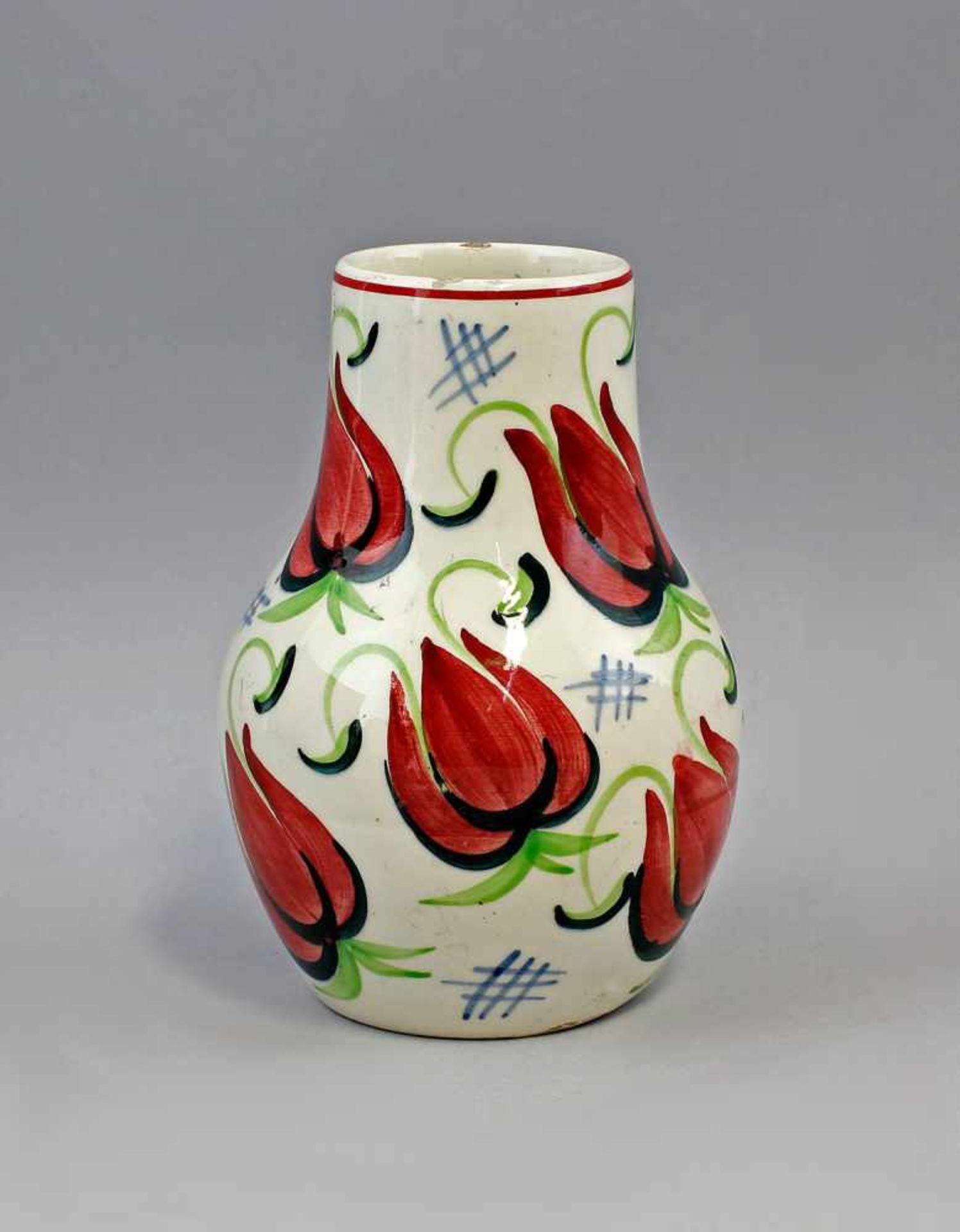 Vase Schramberg "Luna". Mitte 20. Jh., gemarkt SMF, Schramberger Majolika Fabrik, bez. "Dec.