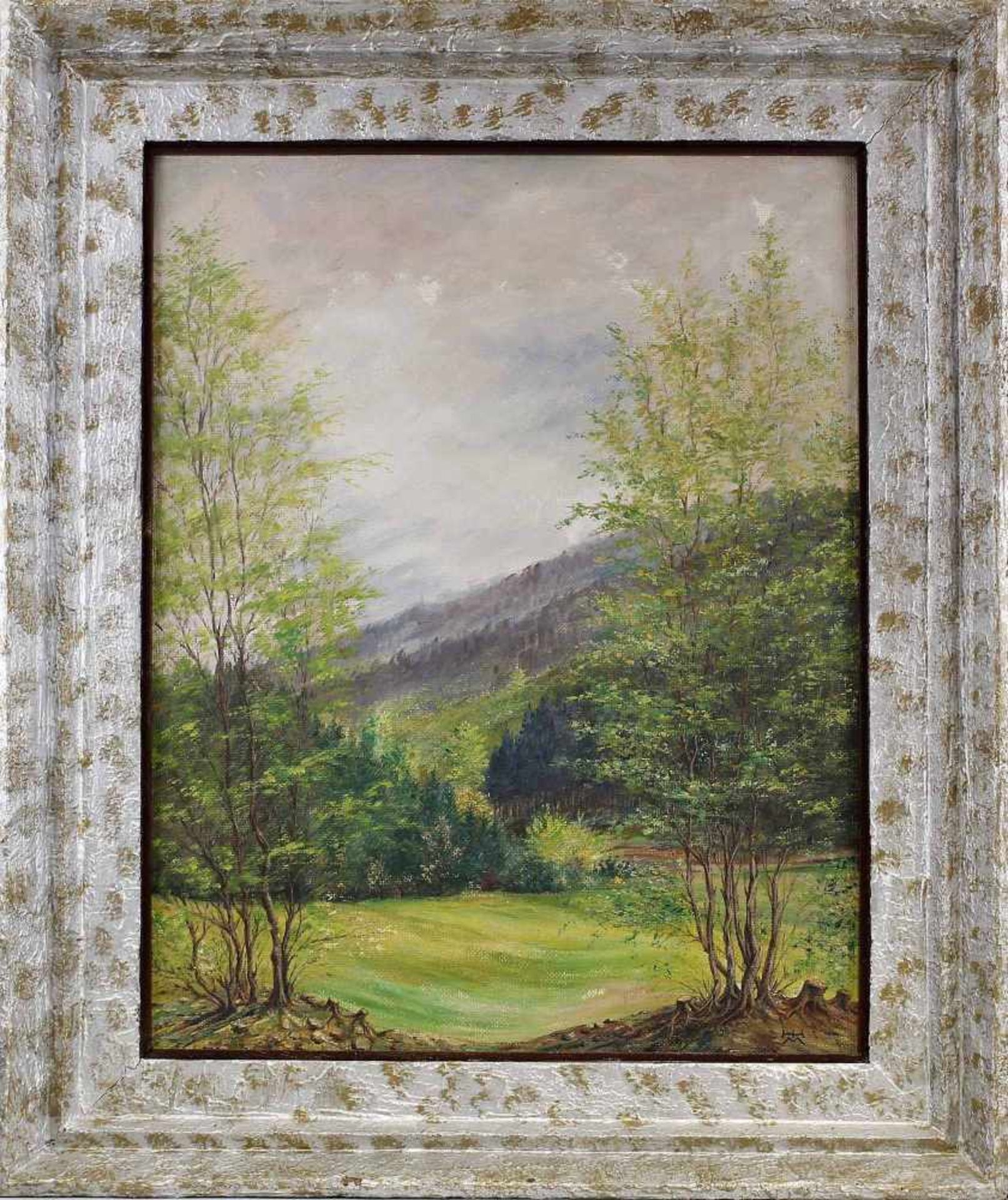 Monogrammist, Thüringer Landschaft. re. u. monogramm. "HHM", Öl/Malatafelrückseite, Landschaft im