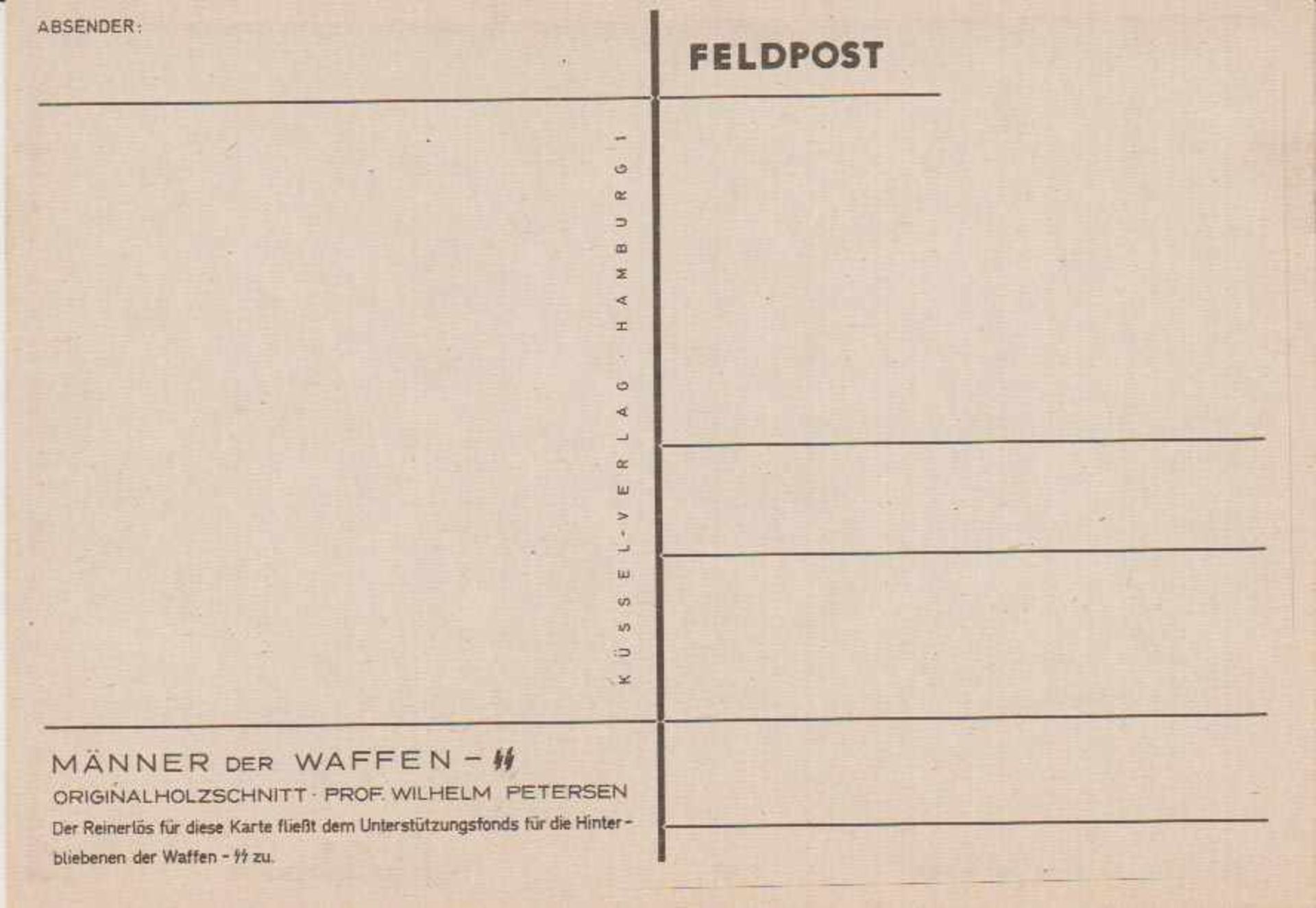 AK Männer der Waffen-SS Petersen Feldpost Repro. Feldpost, Küssel-Verlag Hamburg 1, Männer der - Bild 2 aus 2