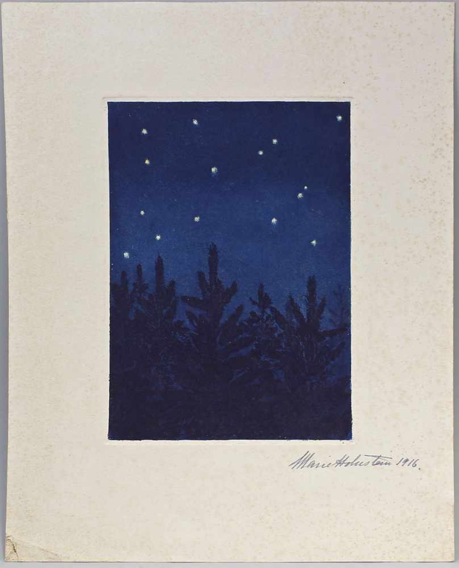 Unbekannt, Nachthimmel Aquatinta/Ätzradierung, re. u. von Hand bez. "Marie Hohnstein 1916", Blatt
