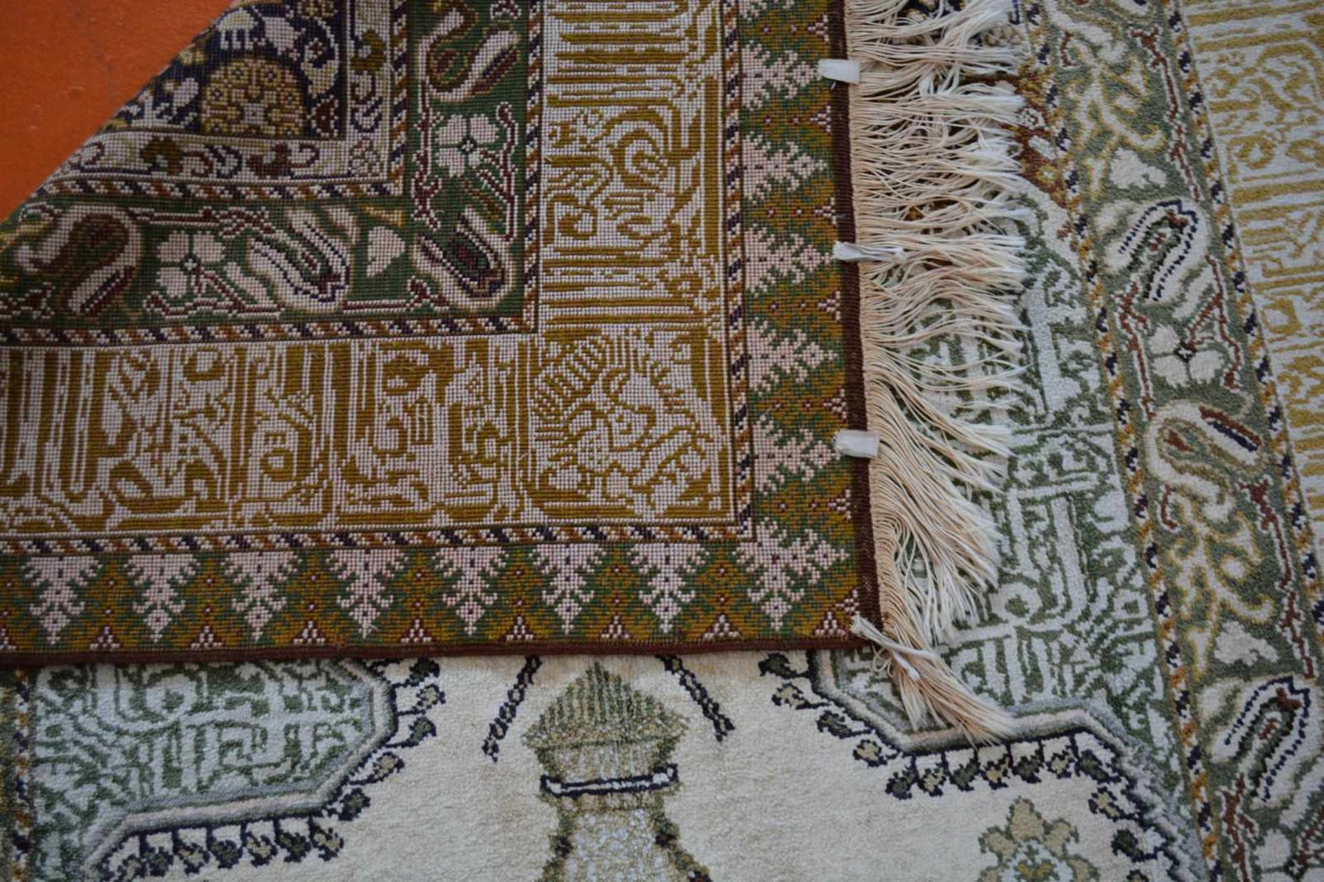 Kayseri Türkei, Seide auf Wolle, 216 cm x 118 cm, mit Moschee in Gebetsnische - Bild 3 aus 3
