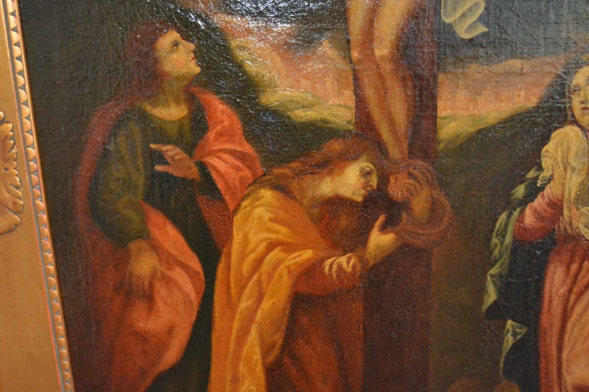 Künstler des 19. Jh. Kreuzabnahme nach Andrea del Sarto (1486 - 1530/31), Öl auf Leinwand, - Bild 3 aus 4