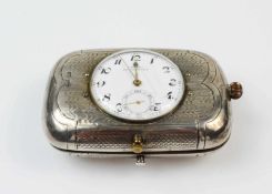 Taschenuhrwerk im Etui Doxa, Schweiz, Uhrenreiseetui rechteckig, 84 Zolotniki, Johann Adam Lemor,