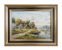 Horst Baumgart (1932 Kraftborn) Paar sommerliche Landschaften, Öl auf Leinwand, 30 cm x 40 cm, beide